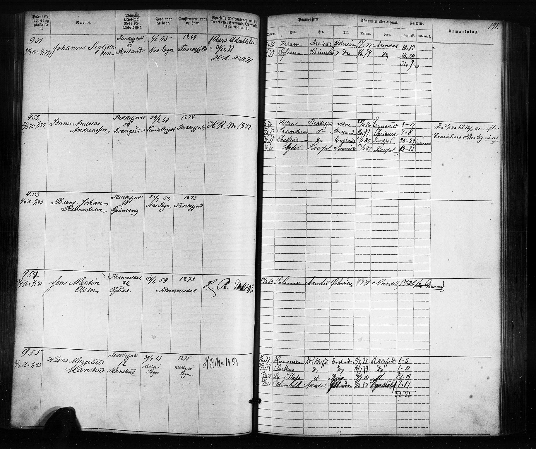 Flekkefjord mønstringskrets, SAK/2031-0018/F/Fa/L0005: Annotasjonsrulle nr 1-1915 med register, Æ-2, 1868-1896, s. 213