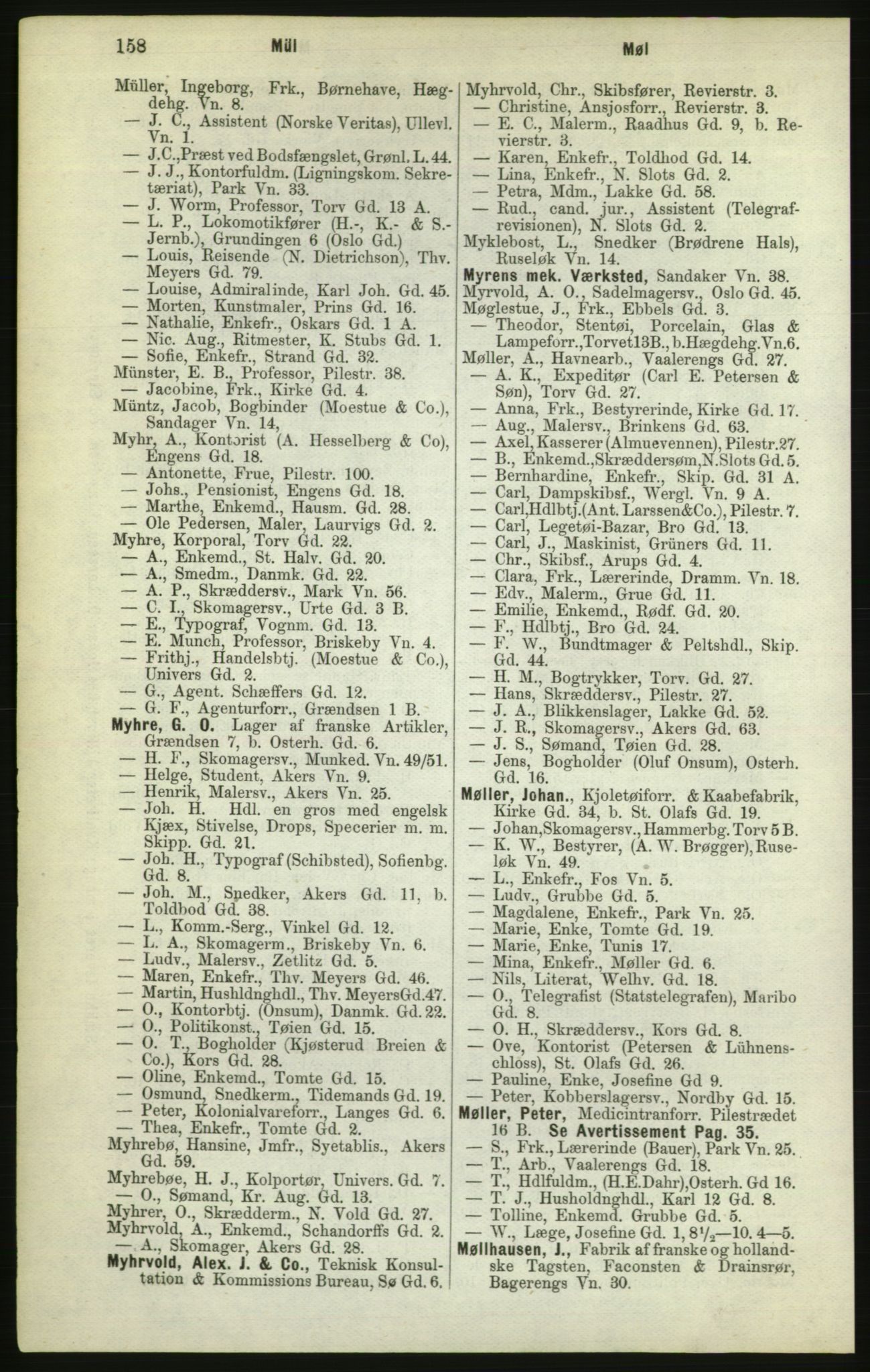 Kristiania/Oslo adressebok, PUBL/-, 1882, s. 158