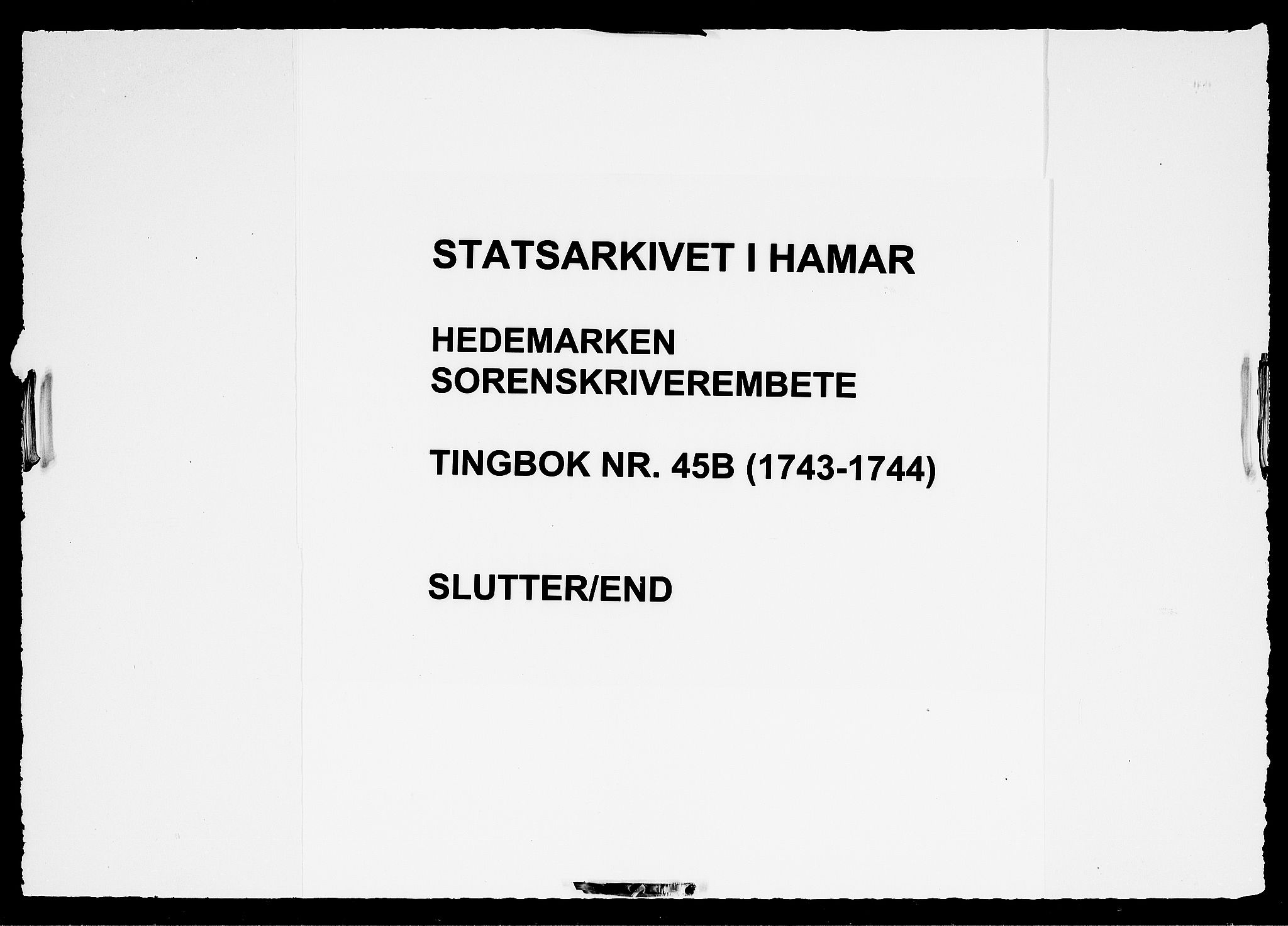 Hedemarken sorenskriveri, SAH/TING-034/G/Gb/L0045B: Tingbok, 1743-1744