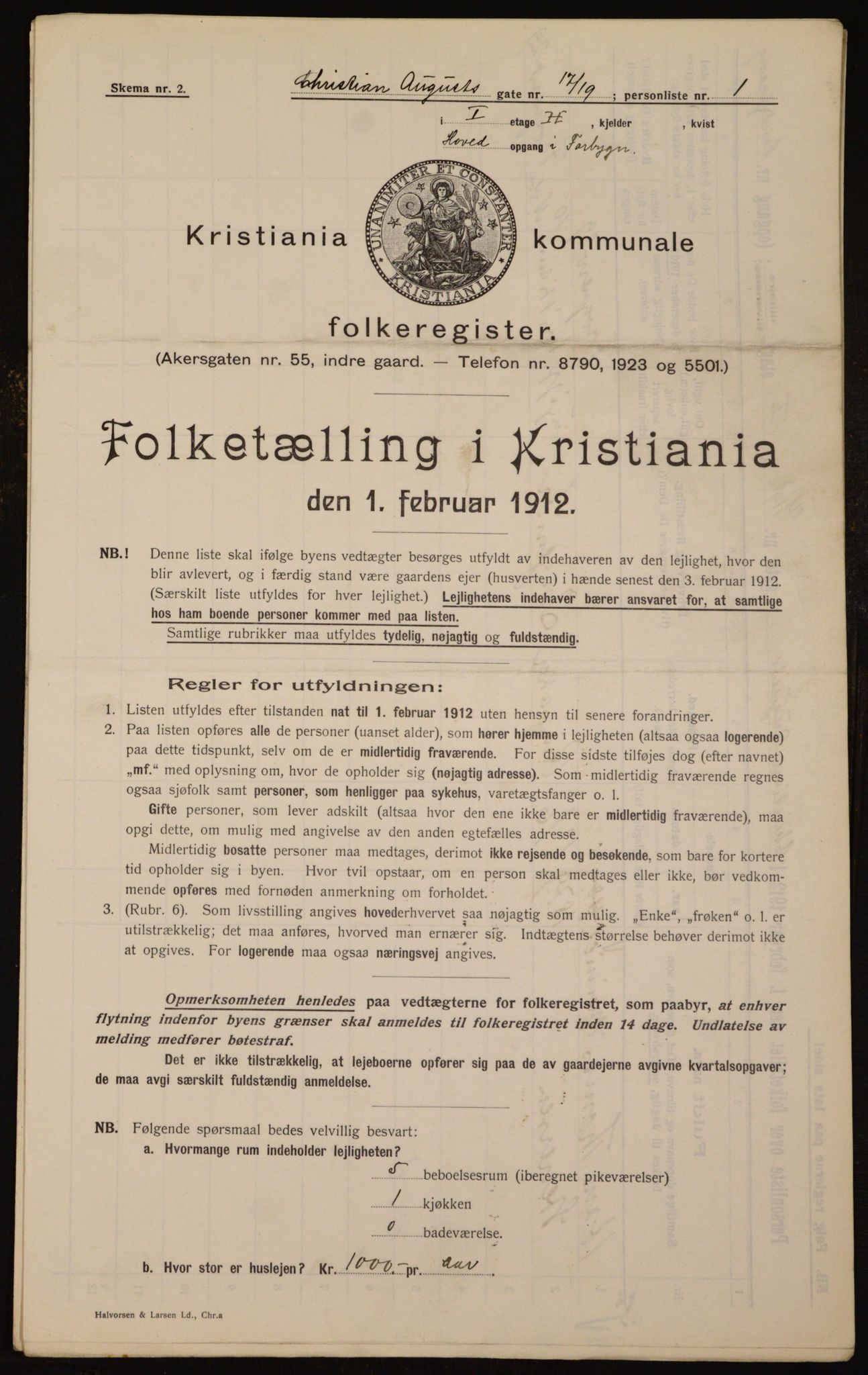 OBA, Kommunal folketelling 1.2.1912 for Kristiania, 1912, s. 54346