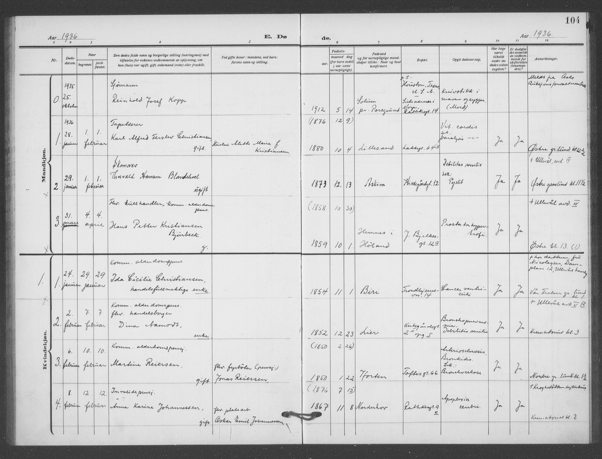 Matteus prestekontor Kirkebøker, AV/SAO-A-10870/F/Fa/L0004: Ministerialbok nr. 4, 1917-1938, s. 104