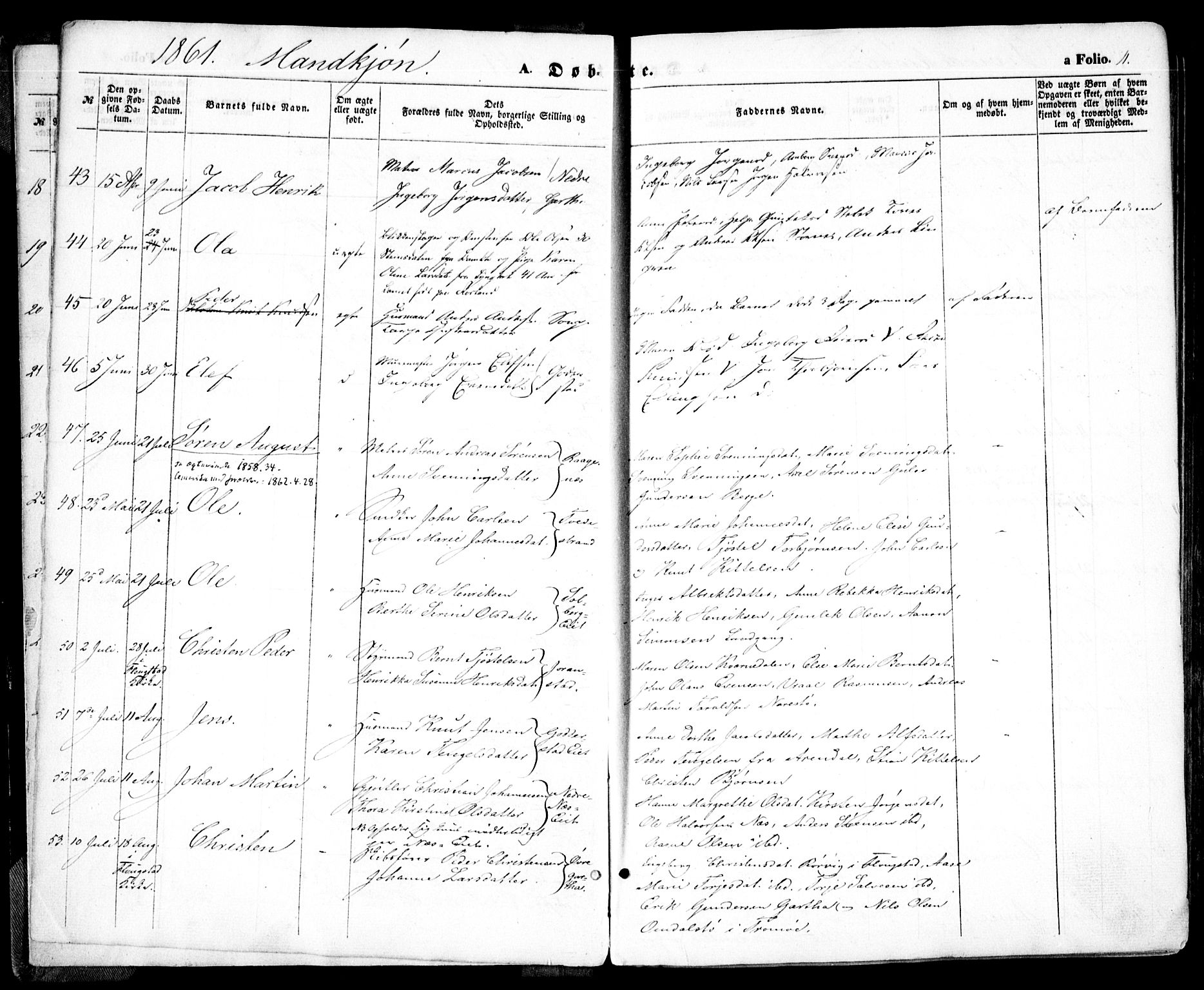 Holt sokneprestkontor, SAK/1111-0021/F/Fa/L0009: Ministerialbok nr. A 9, 1861-1871, s. 11