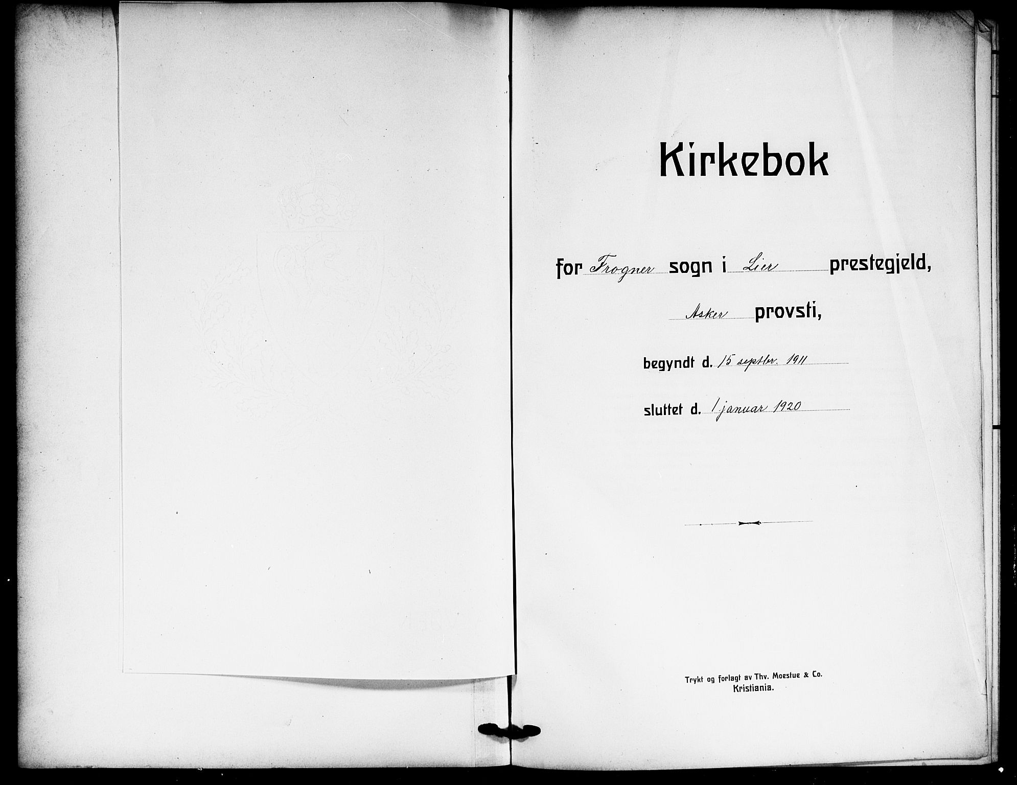 Lier kirkebøker, AV/SAKO-A-230/G/Gb/L0003: Klokkerbok nr. II 3, 1911-1919