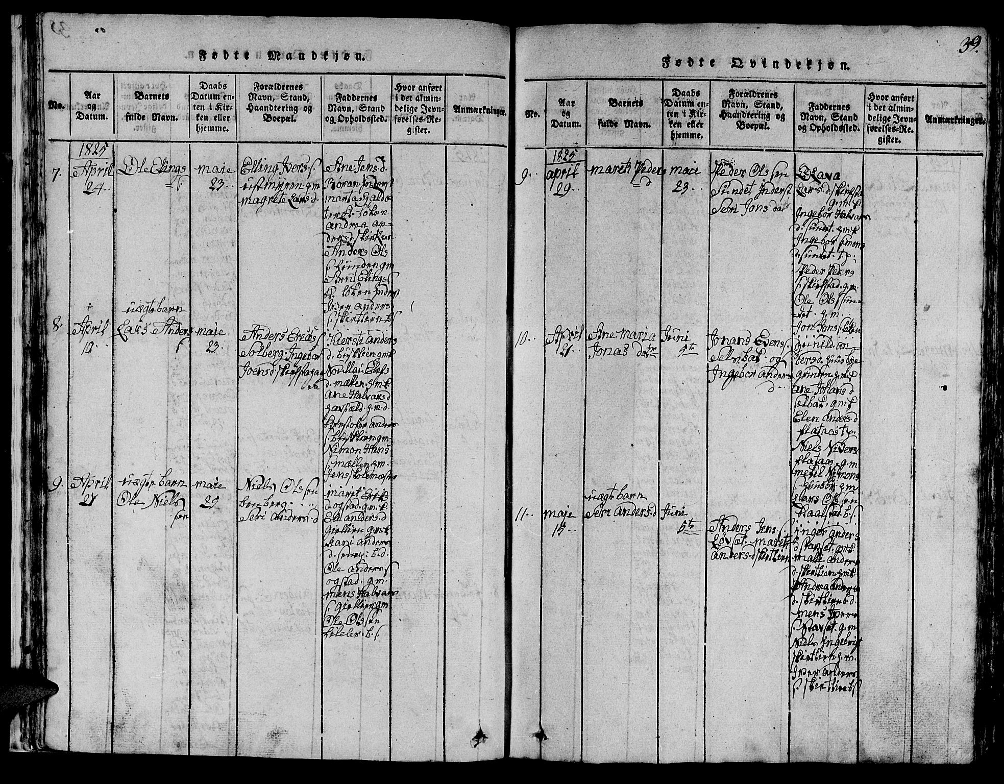 Ministerialprotokoller, klokkerbøker og fødselsregistre - Sør-Trøndelag, AV/SAT-A-1456/613/L0393: Klokkerbok nr. 613C01, 1816-1886, s. 39