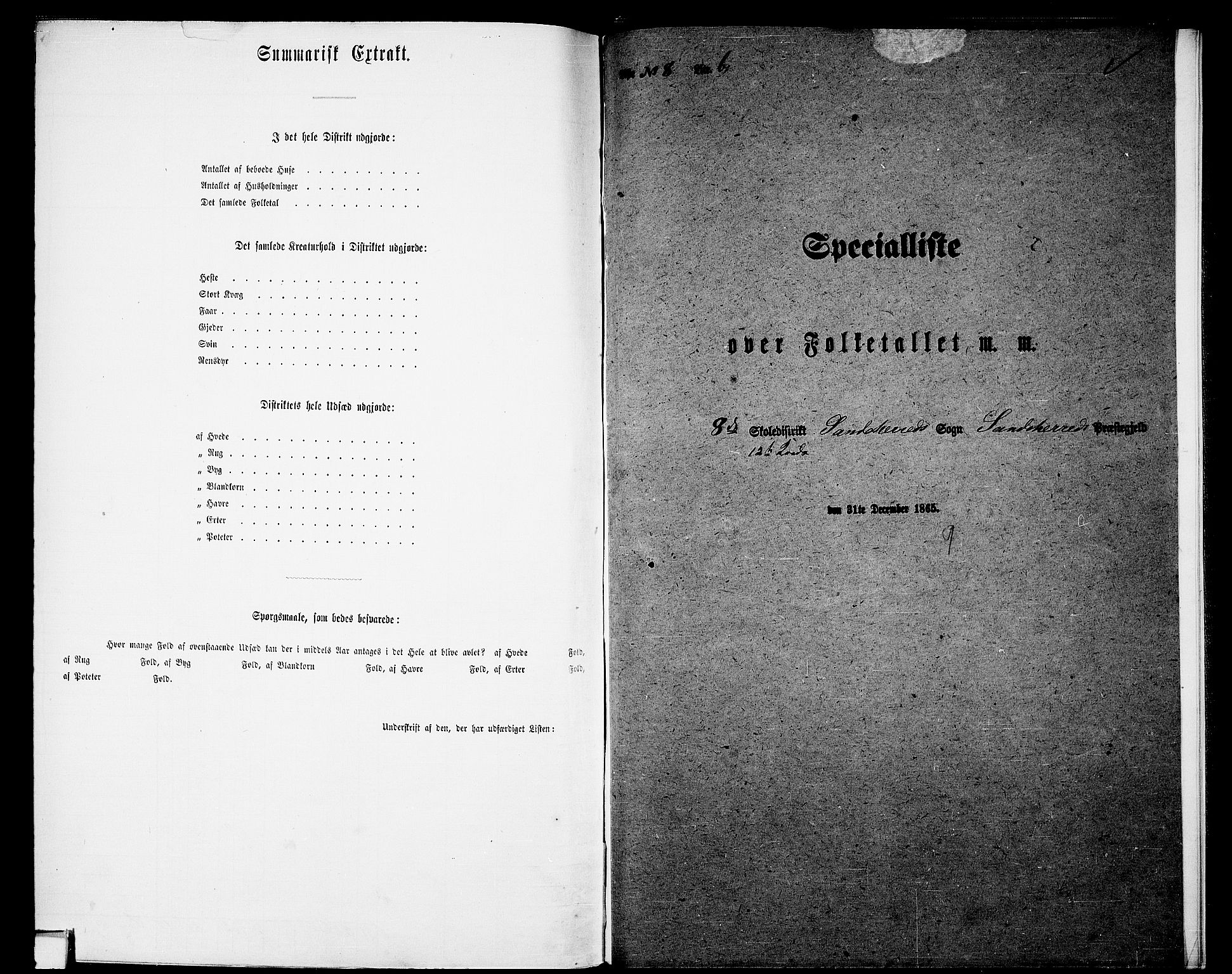 RA, Folketelling 1865 for 0724L Sandeherred prestegjeld, Sandeherred sokn, 1865, s. 213