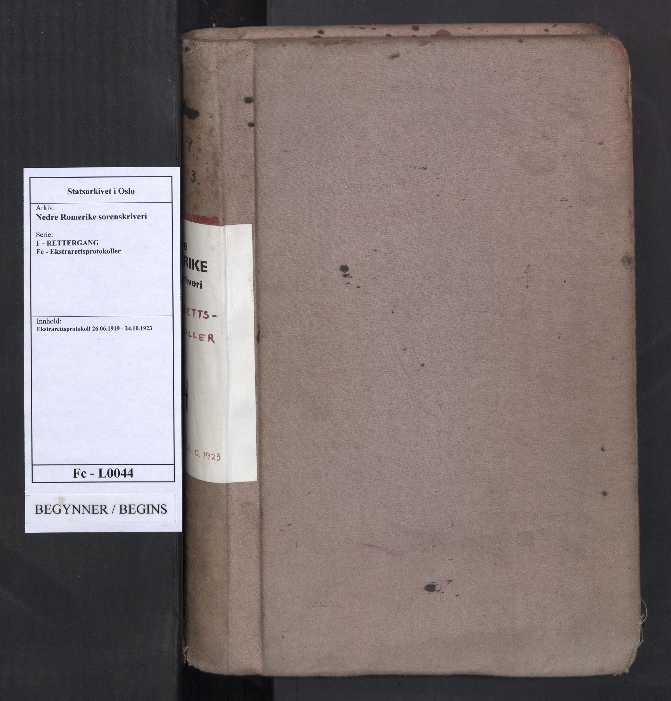 Nedre Romerike sorenskriveri, SAO/A-10469/F/Fc/L0044: Ekstrarettsprotokoll, 1919-1923