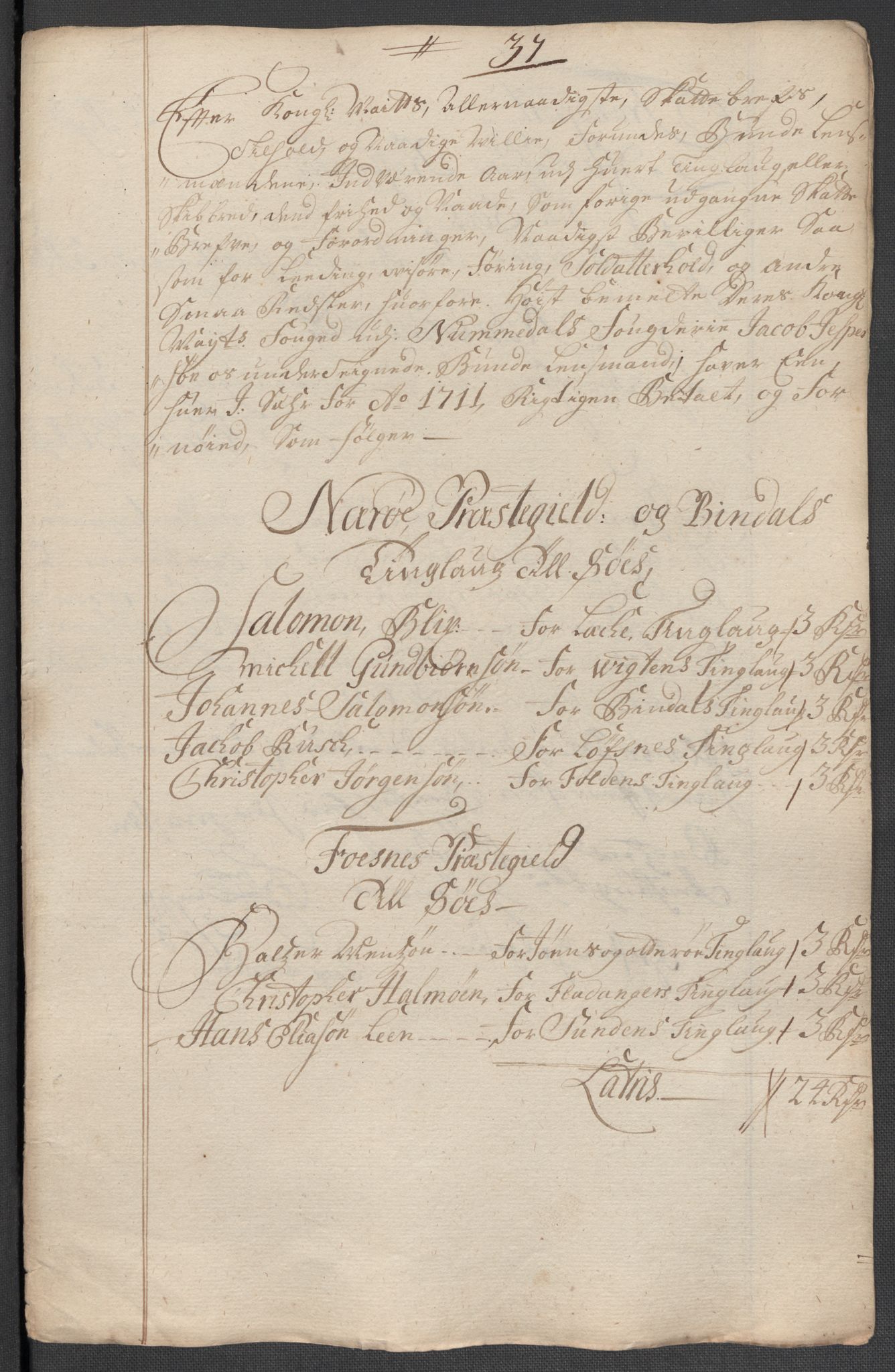 Rentekammeret inntil 1814, Reviderte regnskaper, Fogderegnskap, AV/RA-EA-4092/R64/L4432: Fogderegnskap Namdal, 1711, s. 203