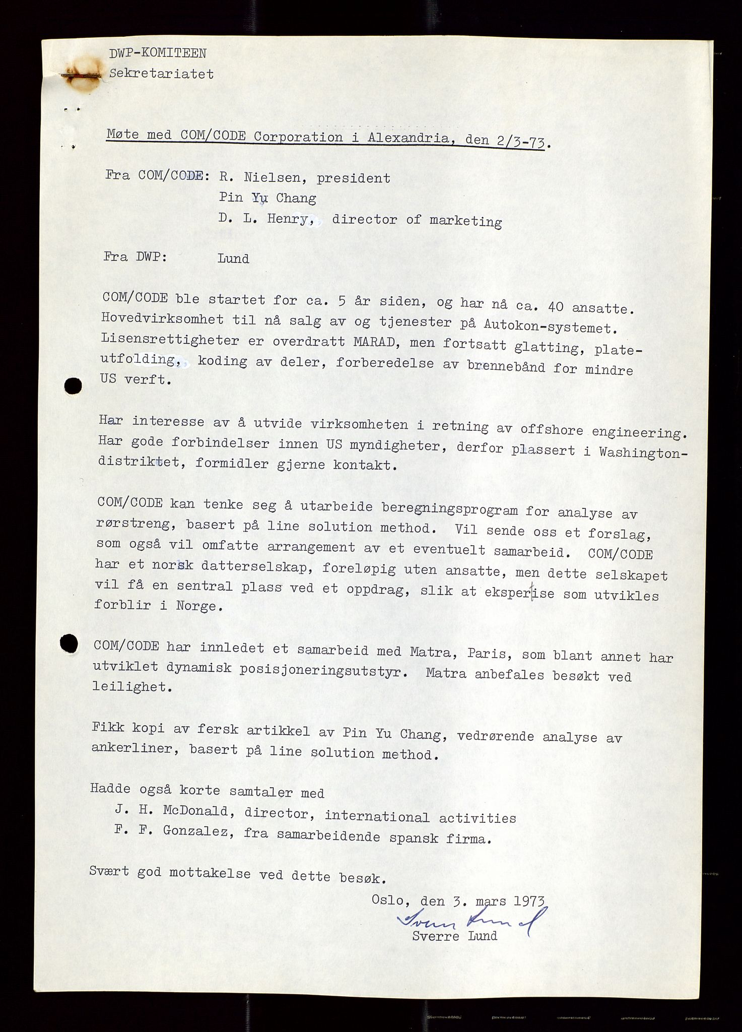 Industridepartementet, Oljekontoret, AV/SAST-A-101348/Di/L0003: DWP, møtereferater, 1972-1974, s. 350