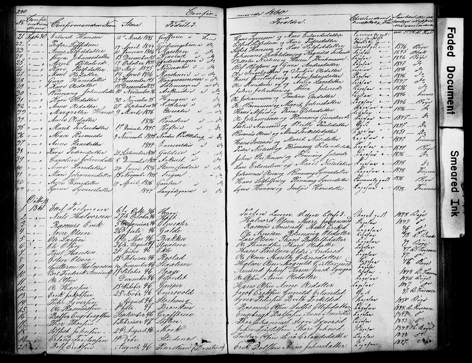 Lom prestekontor, AV/SAH-PREST-070/L/L0012: Klokkerbok nr. 12, 1845-1873, s. 240-241