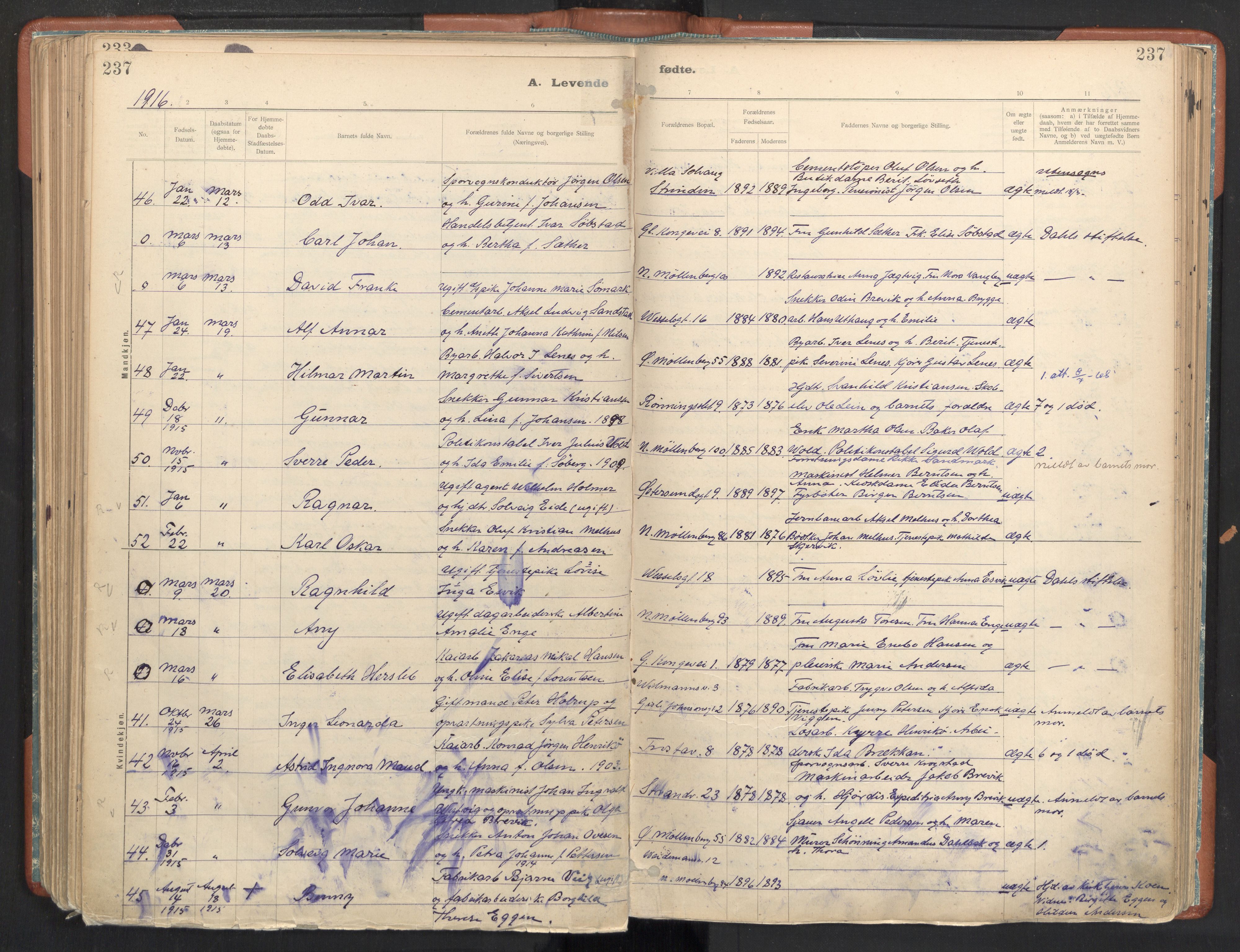 Ministerialprotokoller, klokkerbøker og fødselsregistre - Sør-Trøndelag, SAT/A-1456/605/L0243: Ministerialbok nr. 605A05, 1908-1923, s. 237