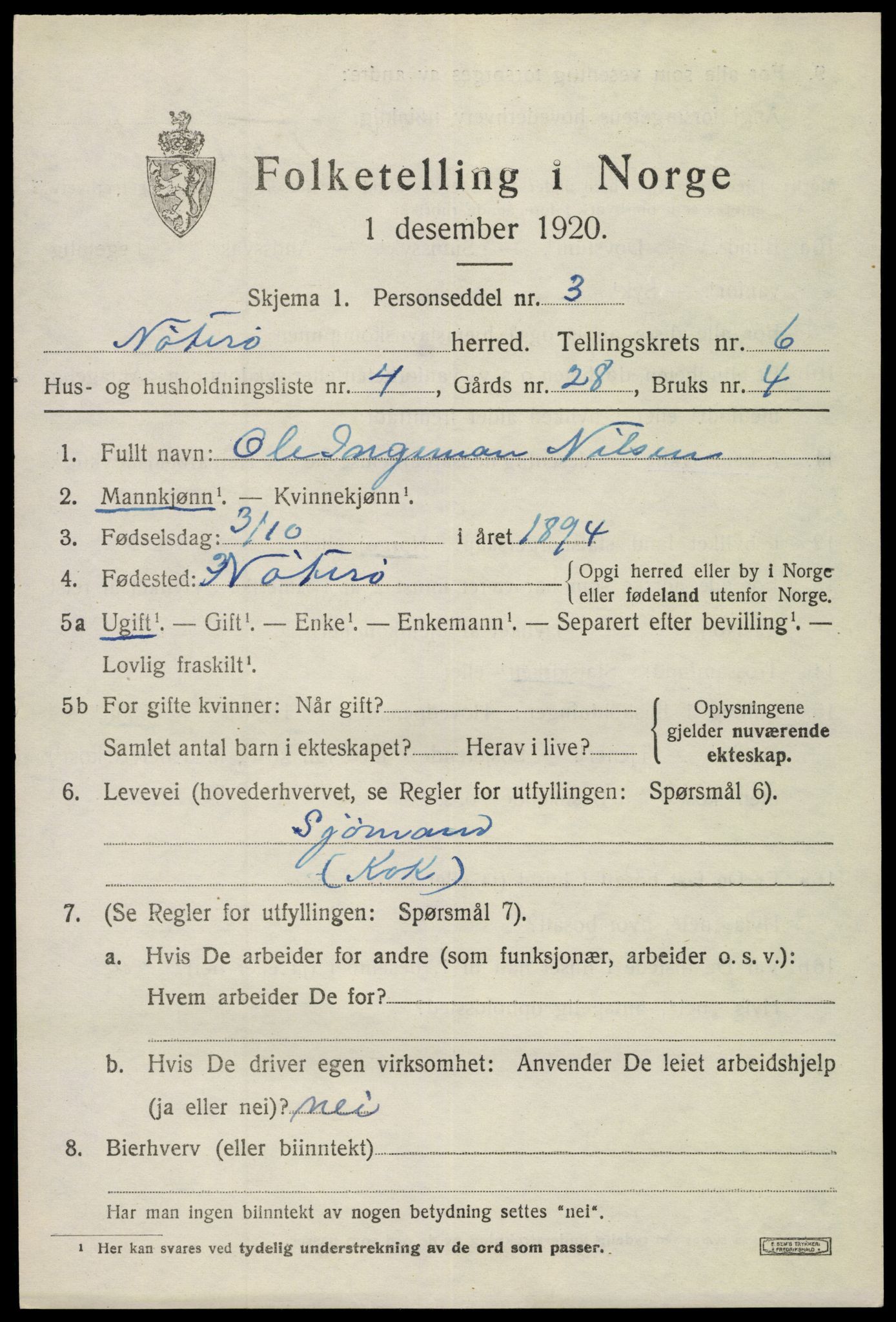 SAKO, Folketelling 1920 for 0722 Nøtterøy herred, 1920, s. 8469