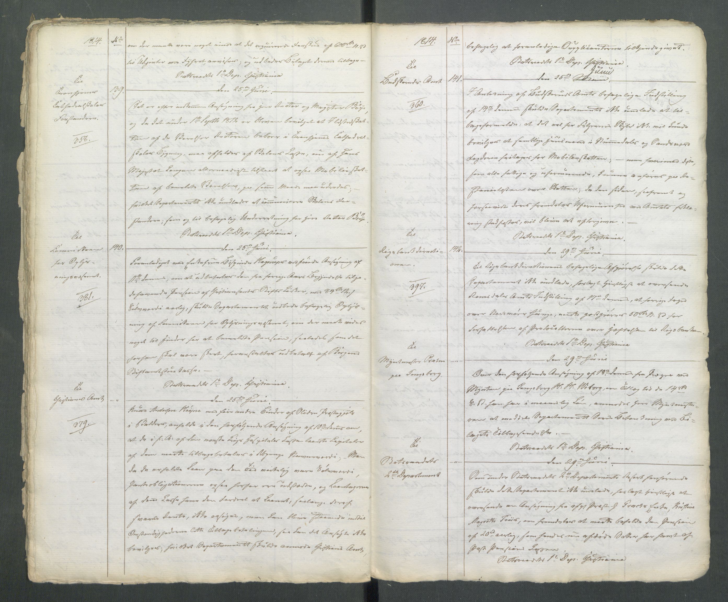 Departementene i 1814, RA/S-3899/Fa/L0002: 1. byrå - Kopibok A 1-173, 1814