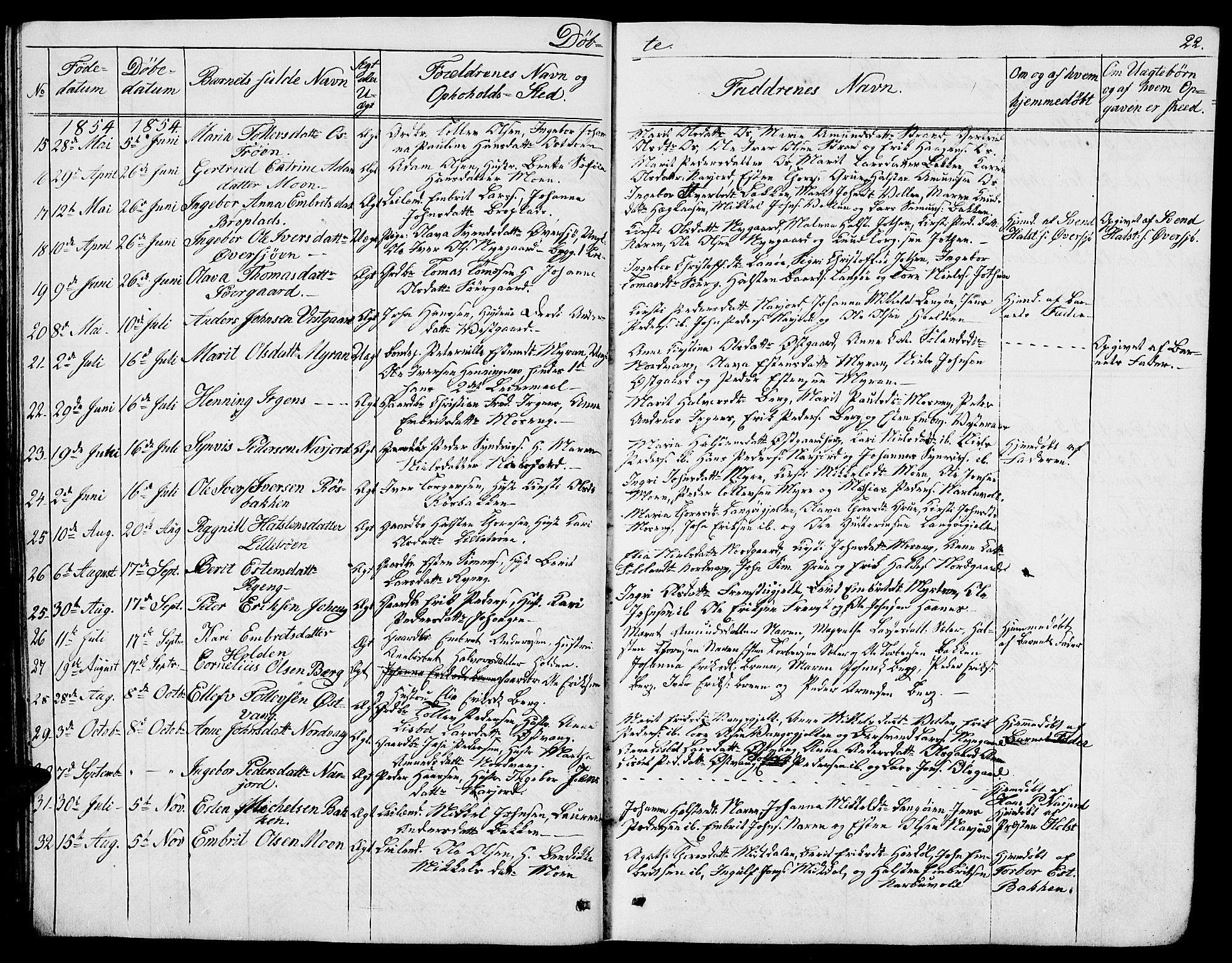 Tolga prestekontor, AV/SAH-PREST-062/L/L0004: Klokkerbok nr. 4, 1845-1887, s. 22
