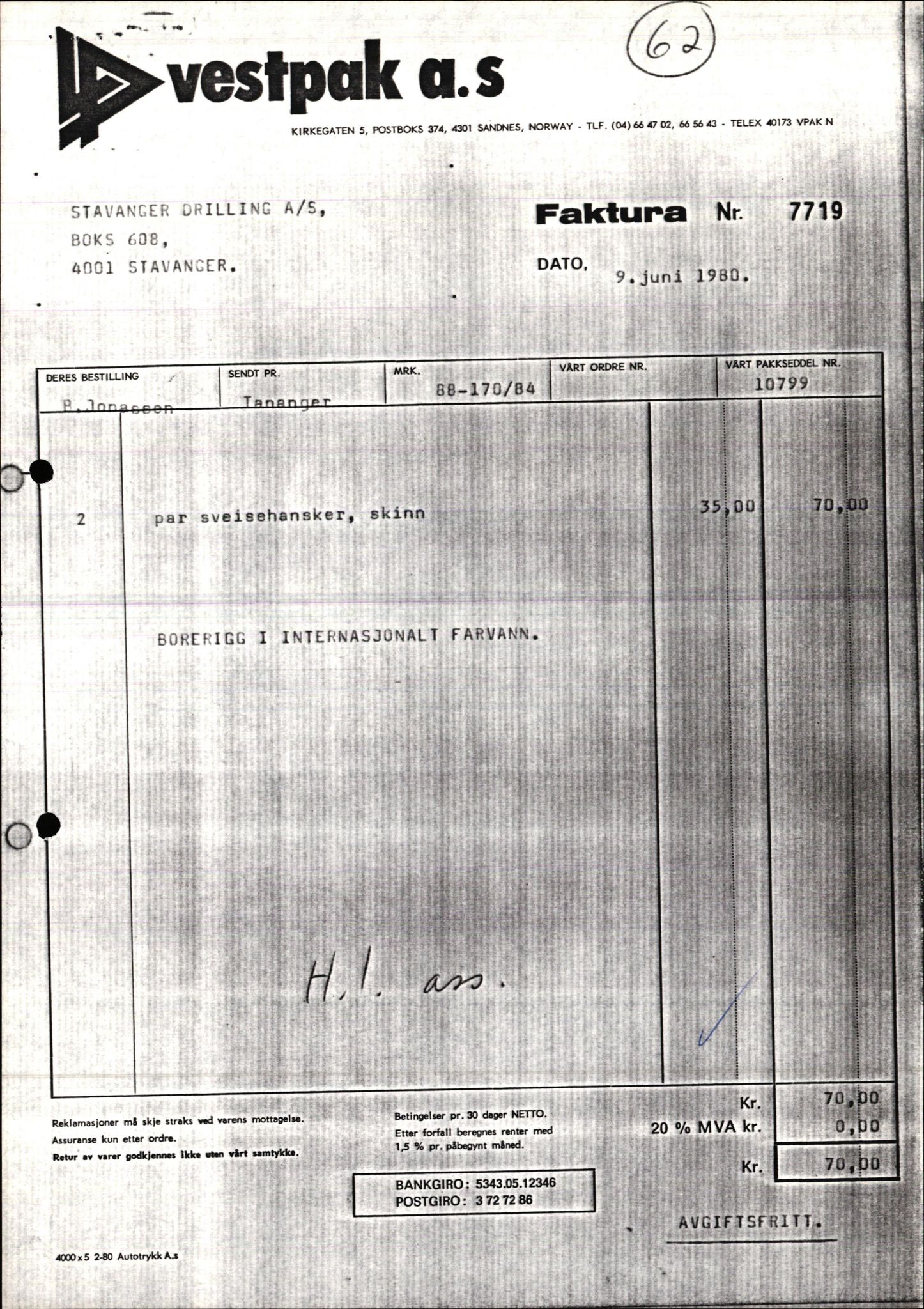 Pa 1503 - Stavanger Drilling AS, AV/SAST-A-101906/2/E/Ec/Eca/L0013: Sak og korrespondanse, 1980-1982