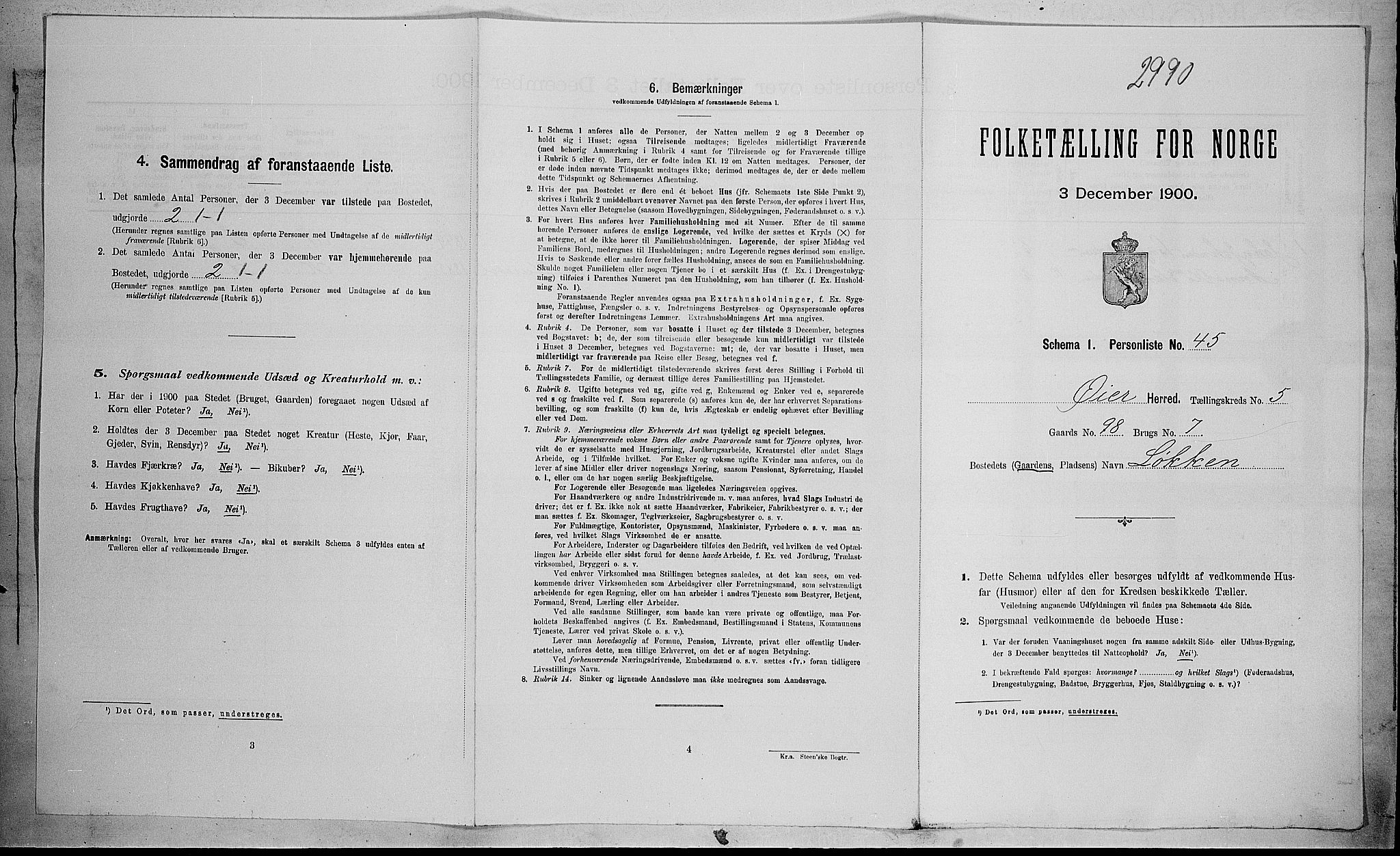 SAH, Folketelling 1900 for 0521 Øyer herred, 1900, s. 728