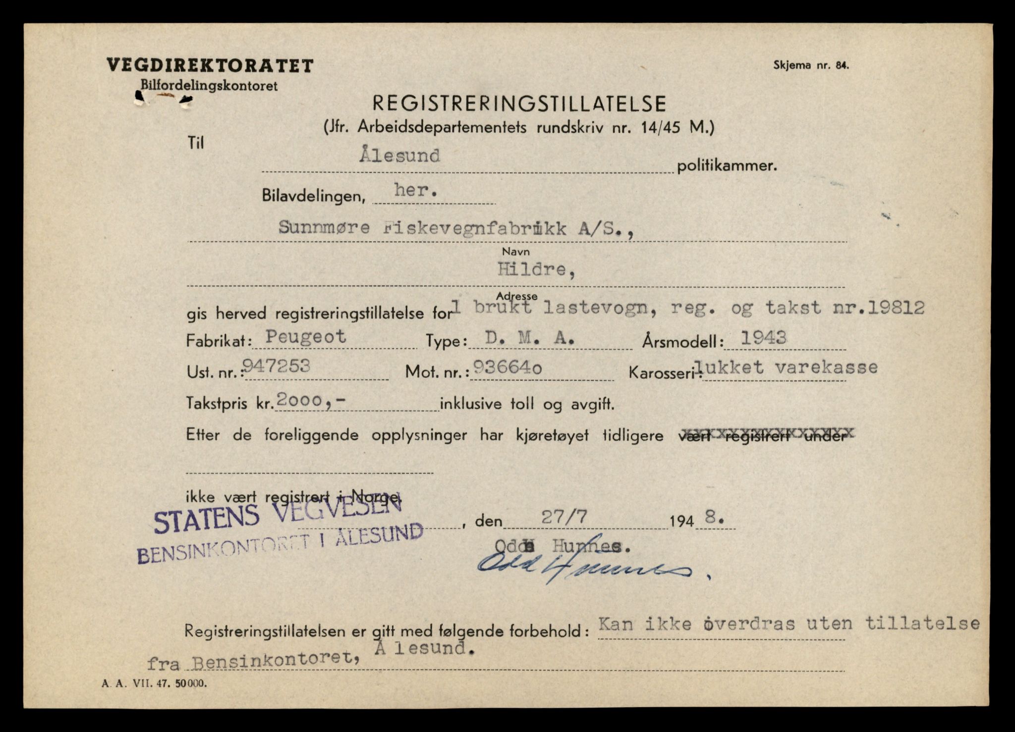 Møre og Romsdal vegkontor - Ålesund trafikkstasjon, AV/SAT-A-4099/F/Fe/L0034: Registreringskort for kjøretøy T 12500 - T 12652, 1927-1998, s. 954