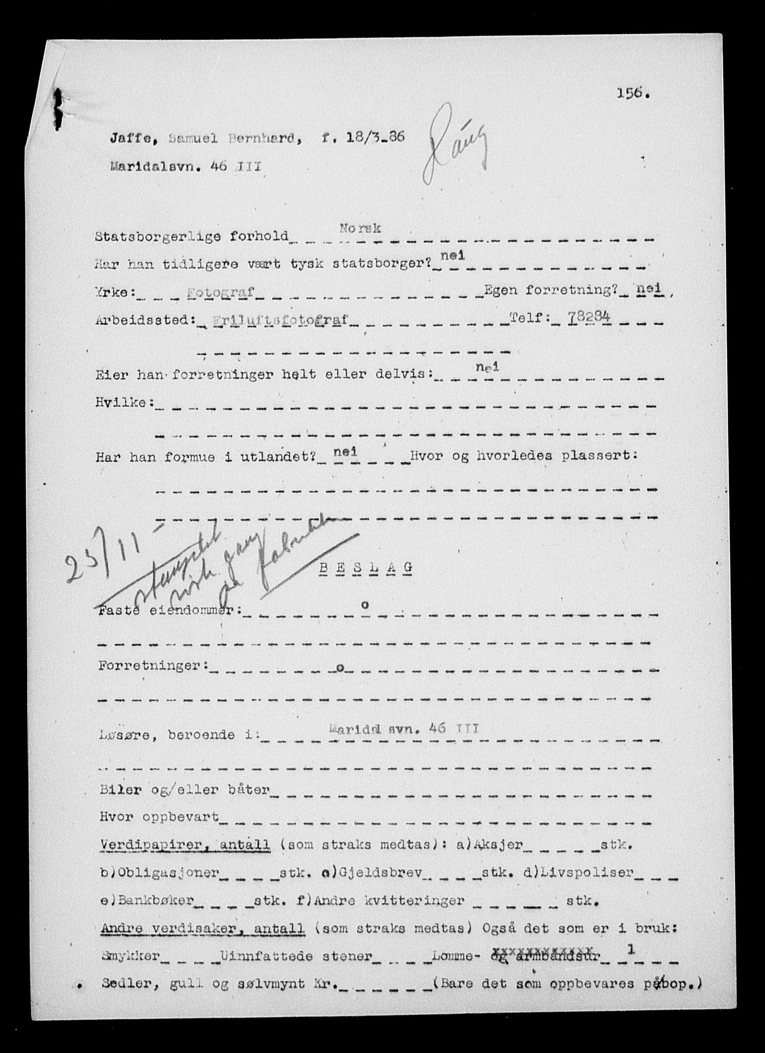 Justisdepartementet, Tilbakeføringskontoret for inndratte formuer, AV/RA-S-1564/H/Hc/Hcc/L0947: --, 1945-1947, s. 157