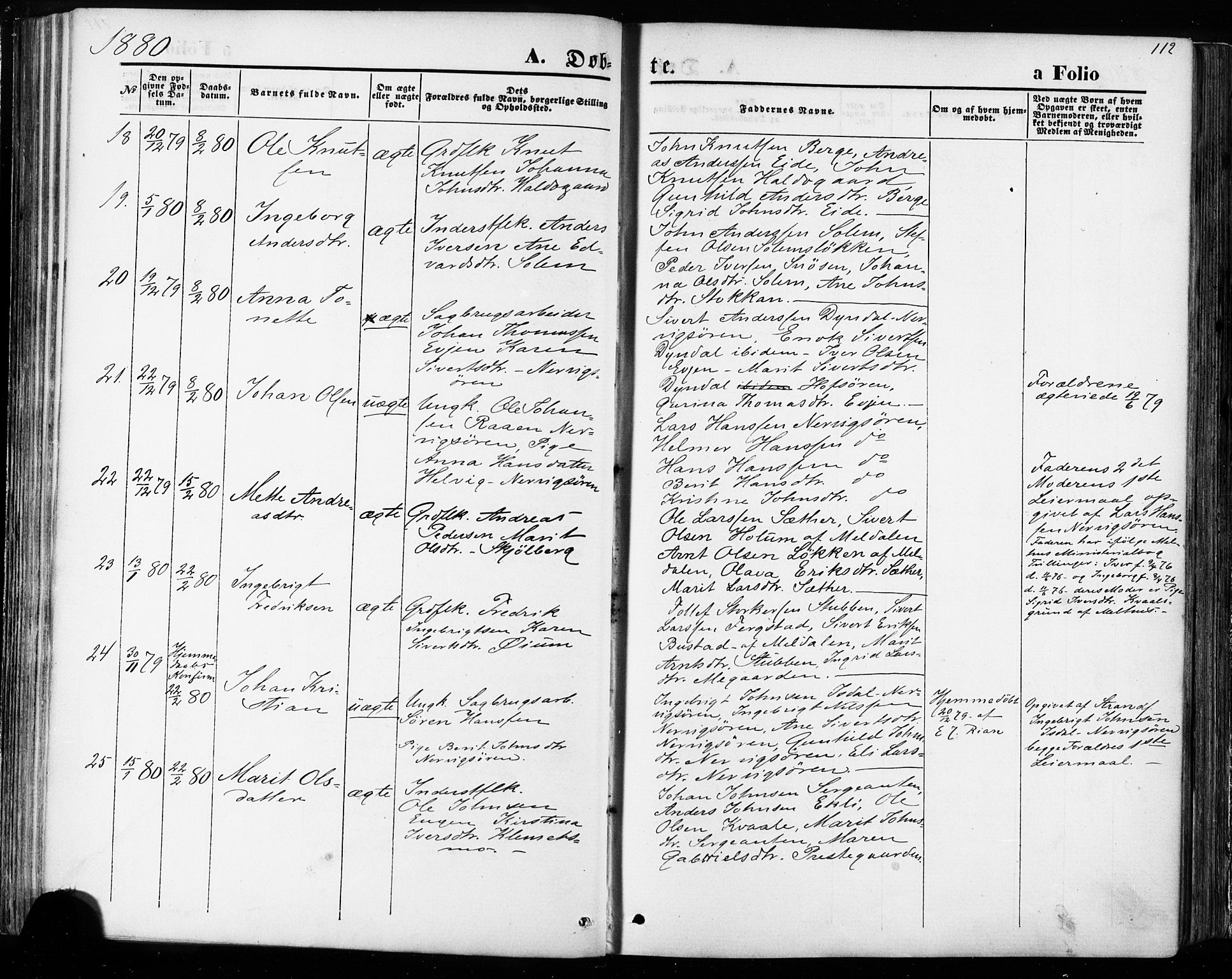 Ministerialprotokoller, klokkerbøker og fødselsregistre - Sør-Trøndelag, SAT/A-1456/668/L0807: Ministerialbok nr. 668A07, 1870-1880, s. 112