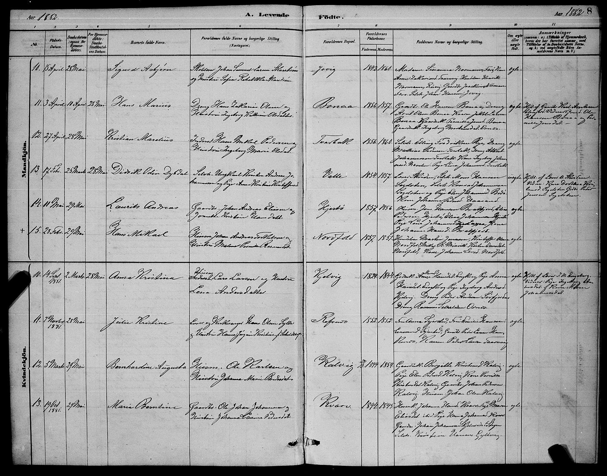 Ministerialprotokoller, klokkerbøker og fødselsregistre - Nordland, AV/SAT-A-1459/853/L0772: Ministerialbok nr. 853A11, 1881-1900, s. 8