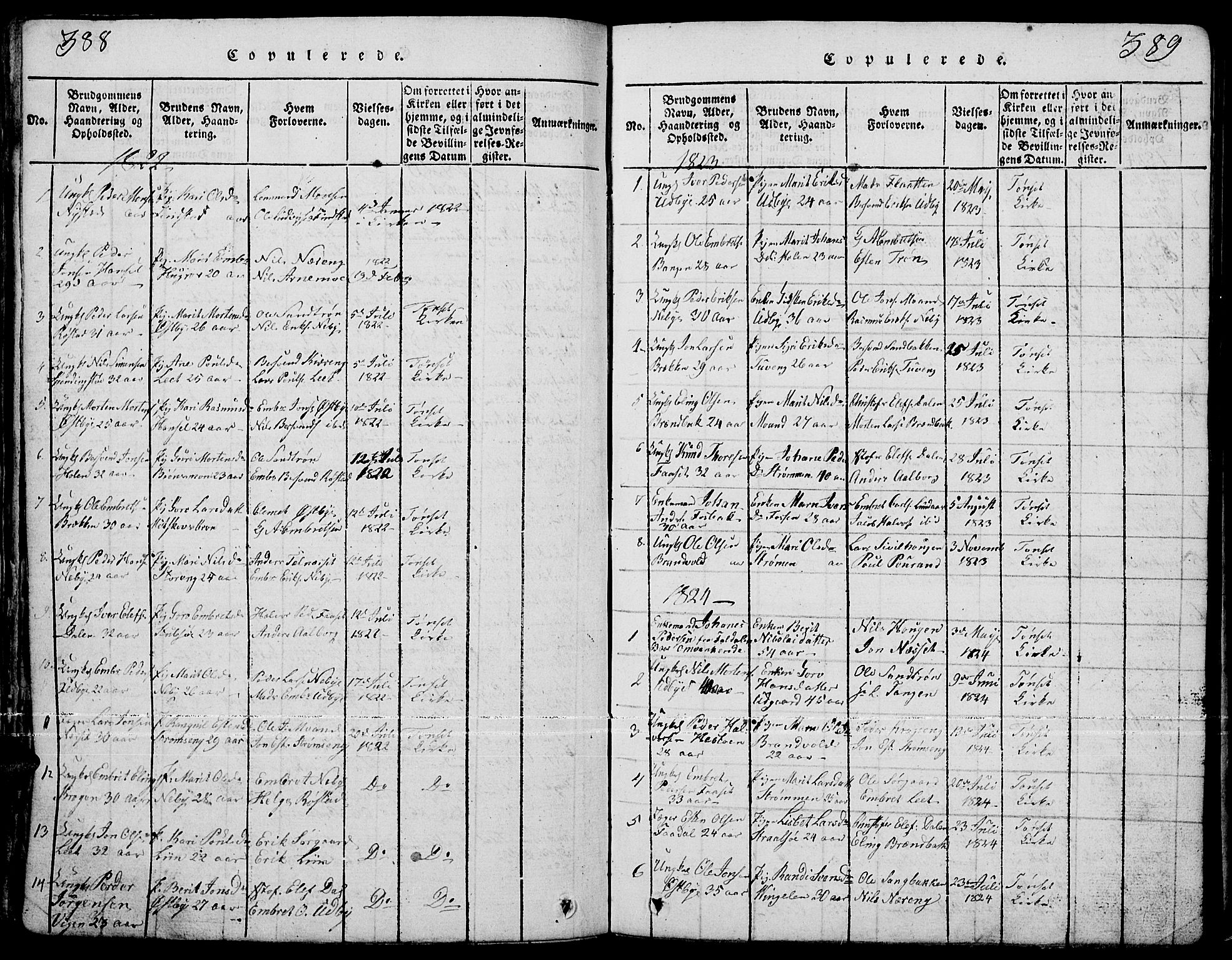 Tynset prestekontor, AV/SAH-PREST-058/H/Ha/Hab/L0001: Klokkerbok nr. 1, 1814-1859, s. 388-389