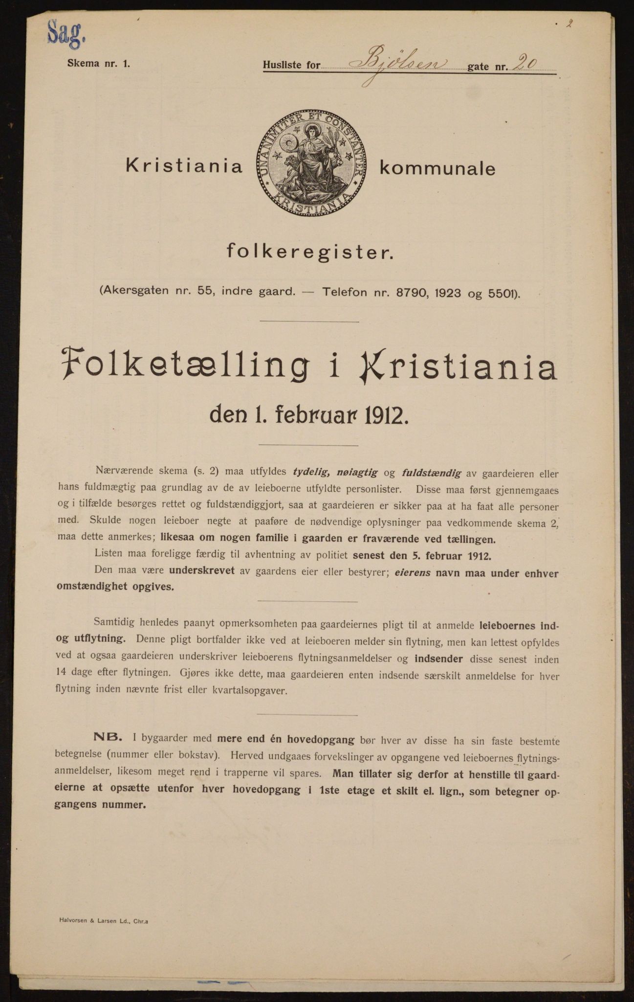 OBA, Kommunal folketelling 1.2.1912 for Kristiania, 1912, s. 6437