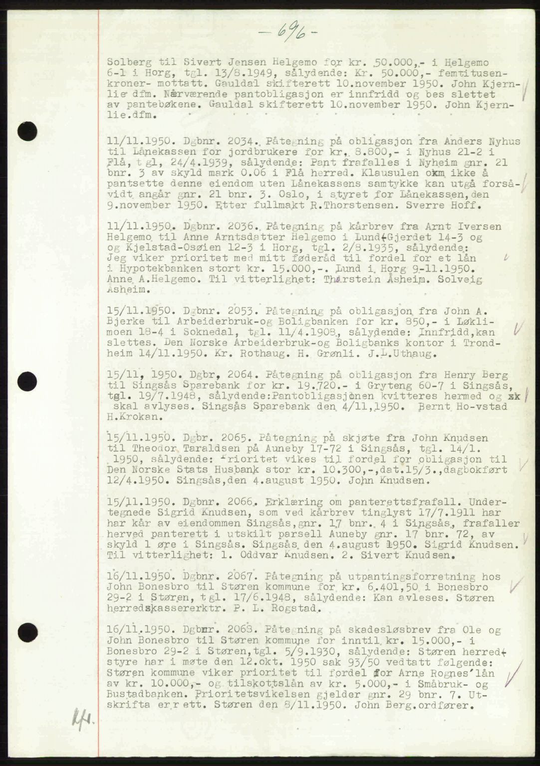 Gauldal sorenskriveri, SAT/A-0014/1/2/2C: Pantebok nr. A11, 1950-1950, Dagboknr: 2034/1950