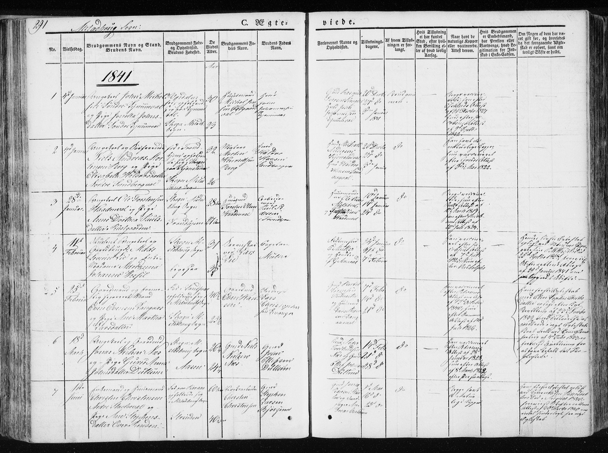 Ministerialprotokoller, klokkerbøker og fødselsregistre - Nord-Trøndelag, SAT/A-1458/717/L0154: Ministerialbok nr. 717A06 /1, 1836-1849, s. 291