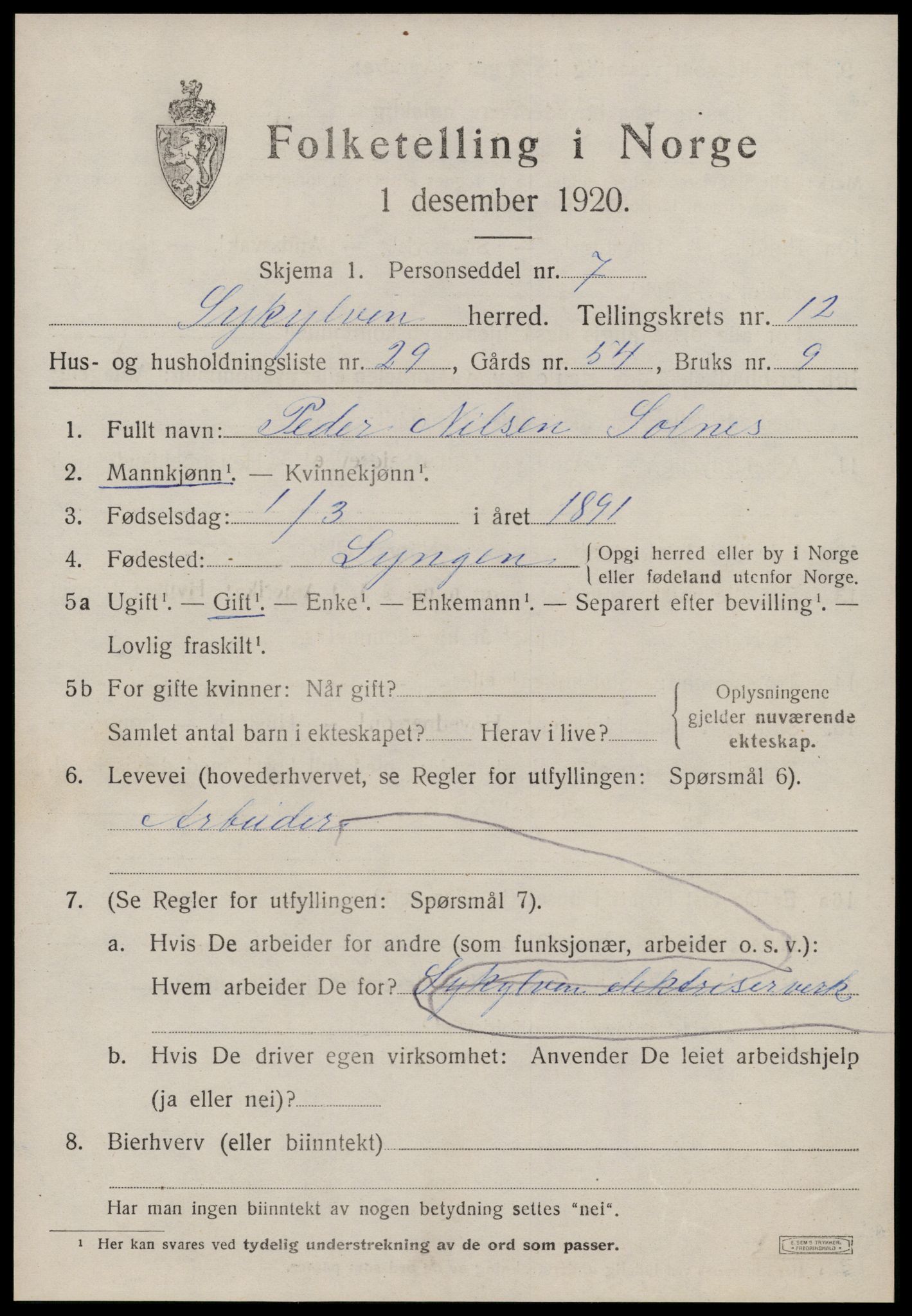 SAT, Folketelling 1920 for 1528 Sykkylven herred, 1920, s. 5981