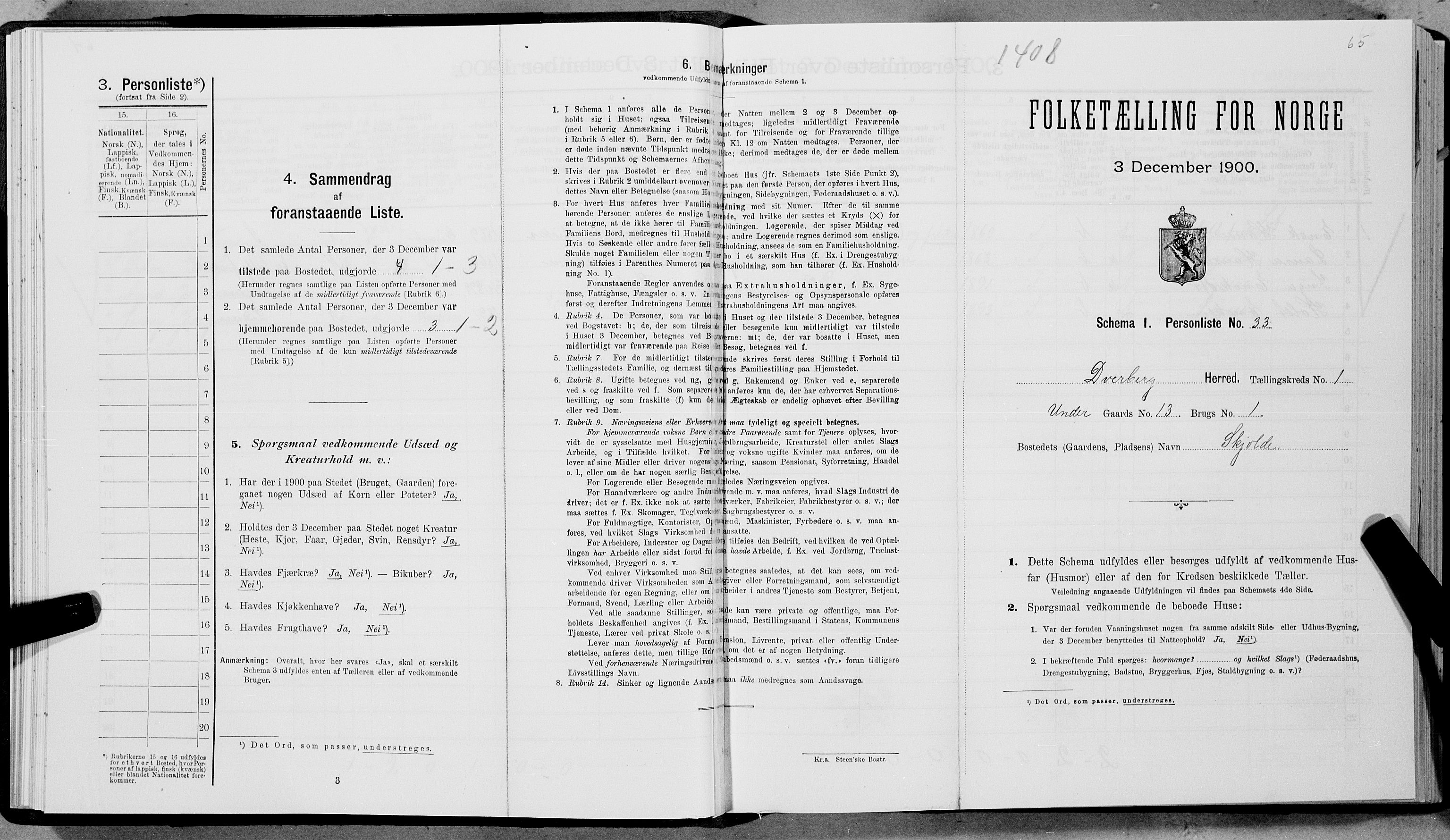 SAT, Folketelling 1900 for 1872 Dverberg herred, 1900, s. 96