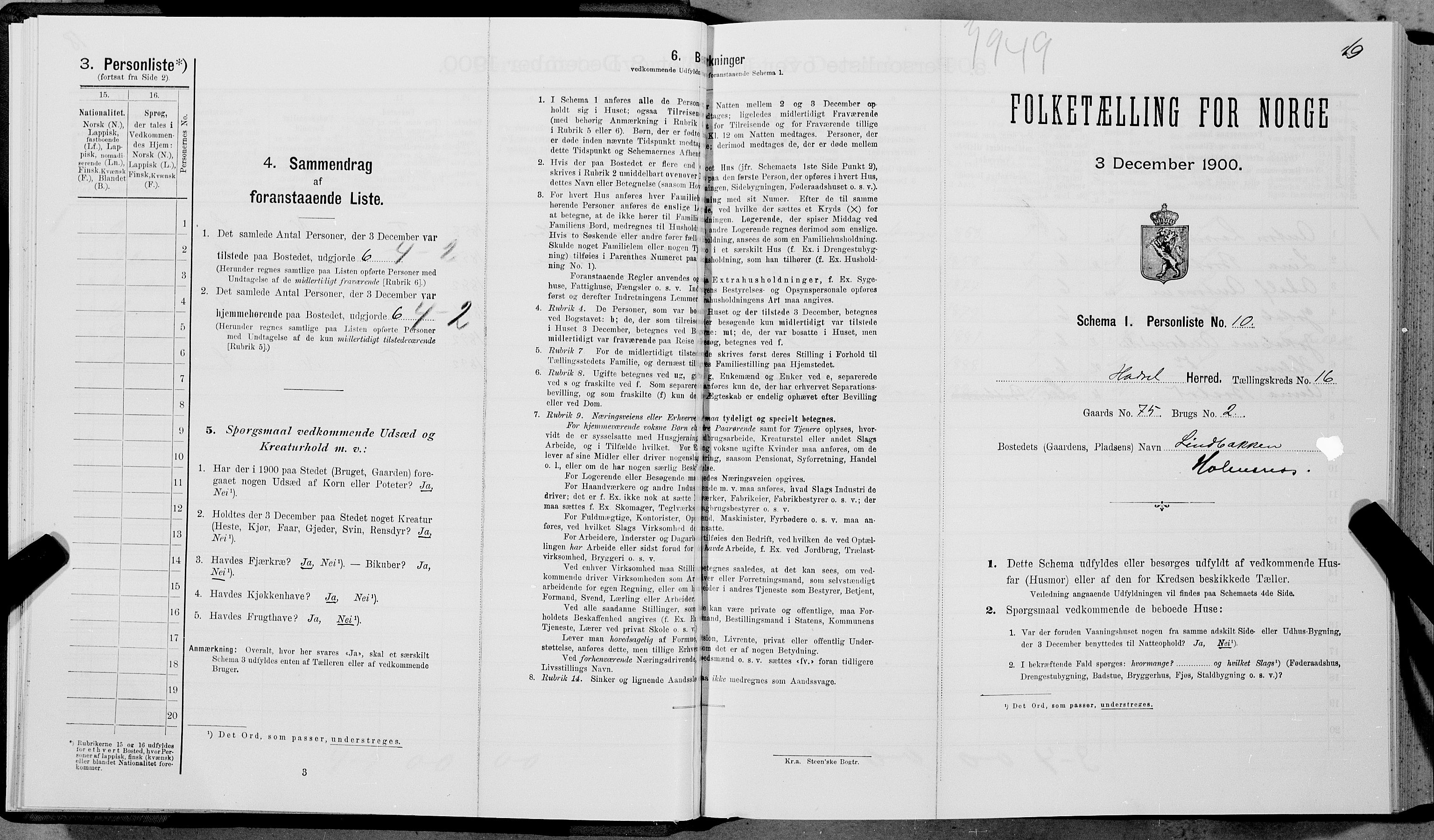 SAT, Folketelling 1900 for 1866 Hadsel herred, 1900, s. 1516