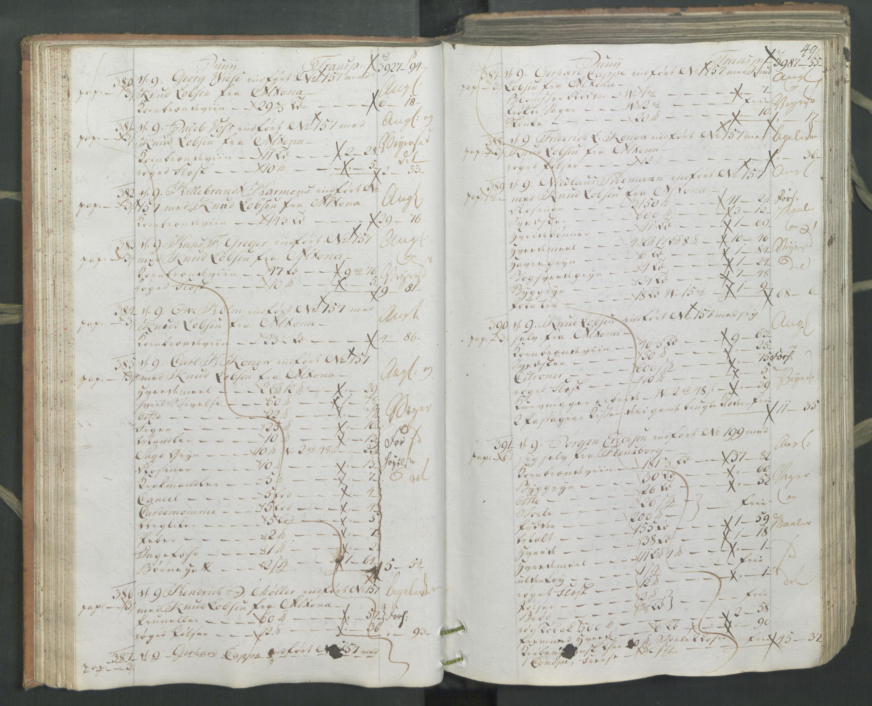 Generaltollkammeret, tollregnskaper, AV/RA-EA-5490/R26/L0222/0001: Tollregnskaper Bergen A / Inngående hovedtollbok, 1786, s. 48b-49a