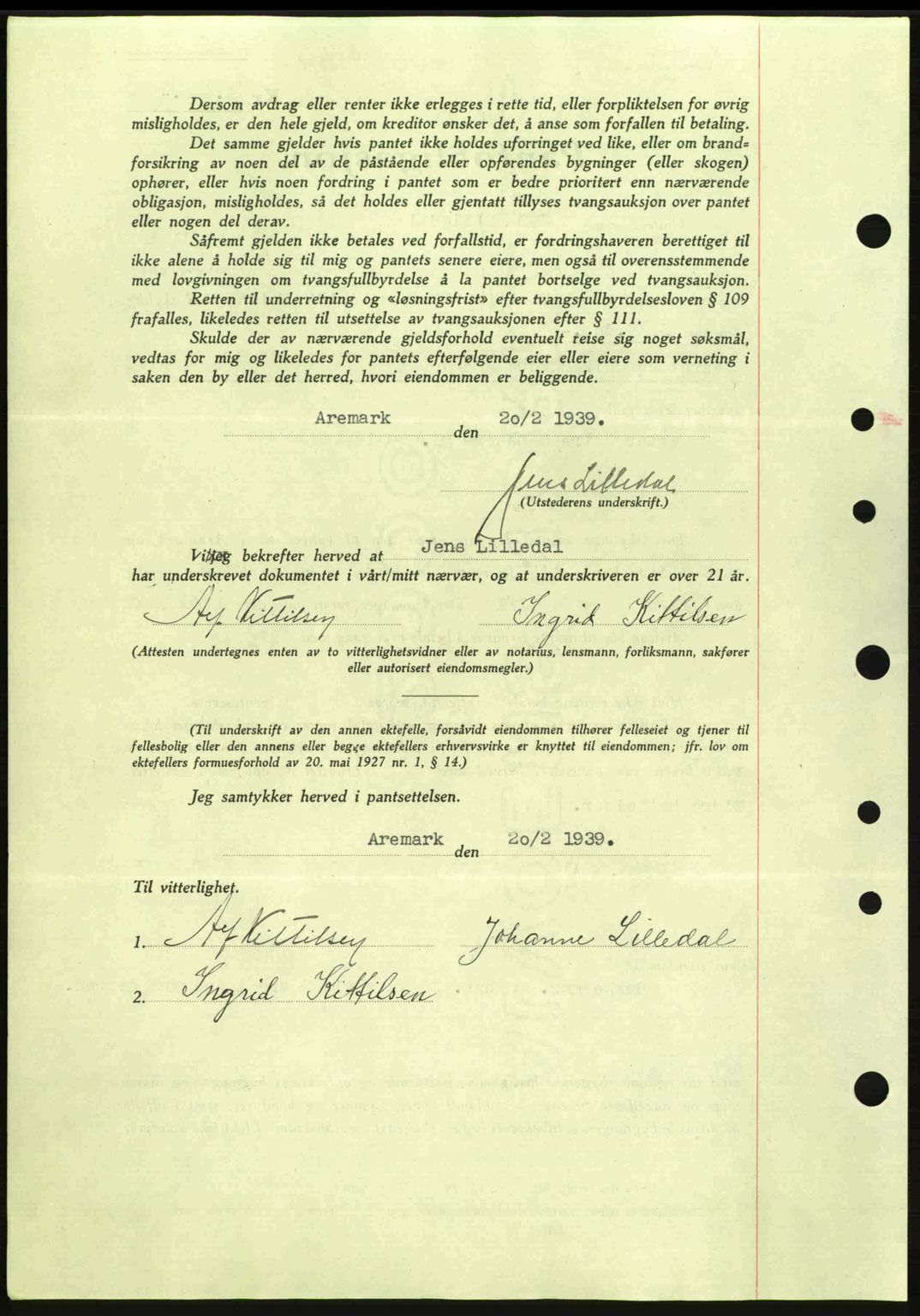 Idd og Marker sorenskriveri, AV/SAO-A-10283/G/Gb/Gbc/L0001: Pantebok nr. B1-3, 1936-1939, Dagboknr: 289/1939