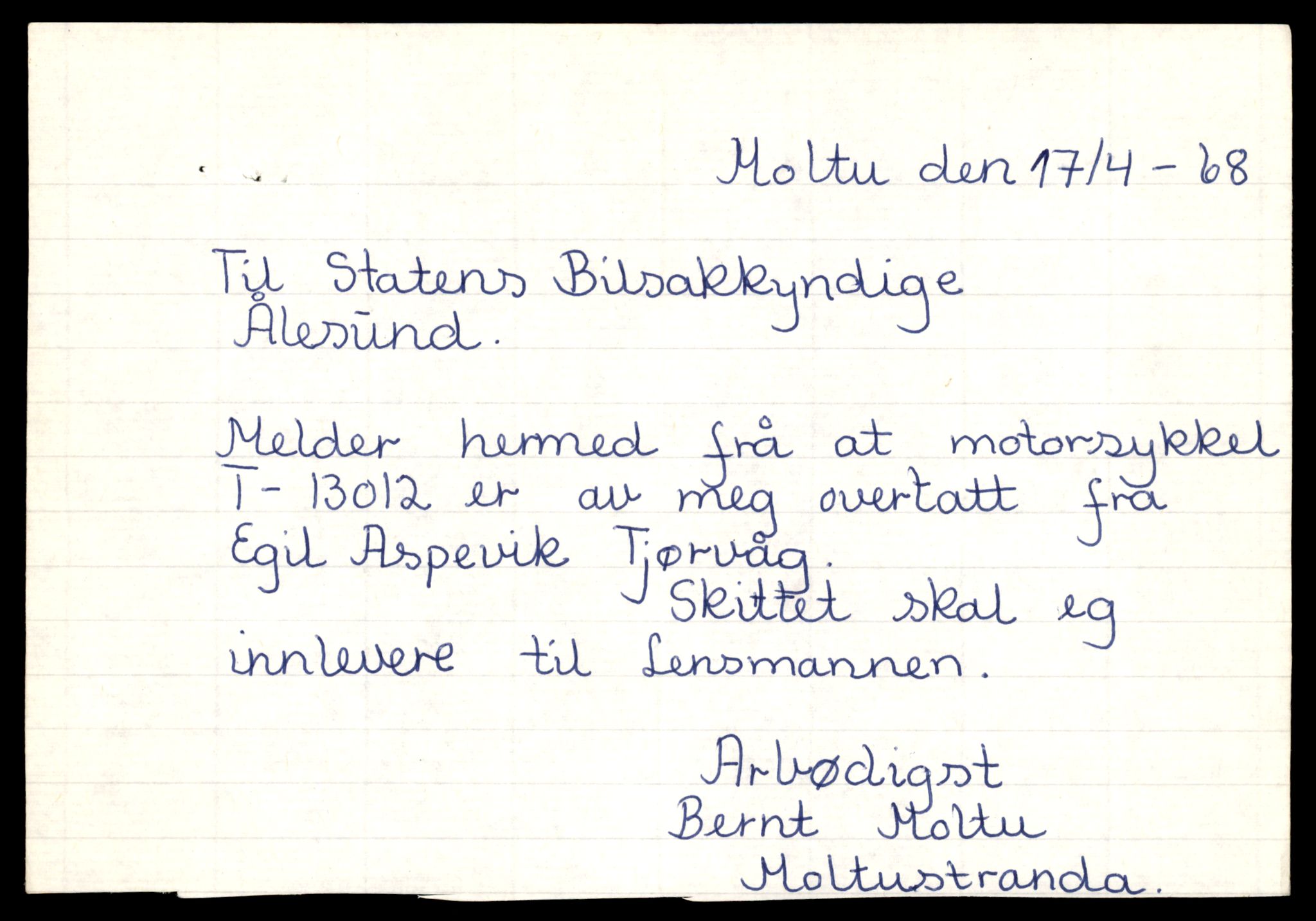 Møre og Romsdal vegkontor - Ålesund trafikkstasjon, AV/SAT-A-4099/F/Fe/L0036: Registreringskort for kjøretøy T 12831 - T 13030, 1927-1998, s. 2805
