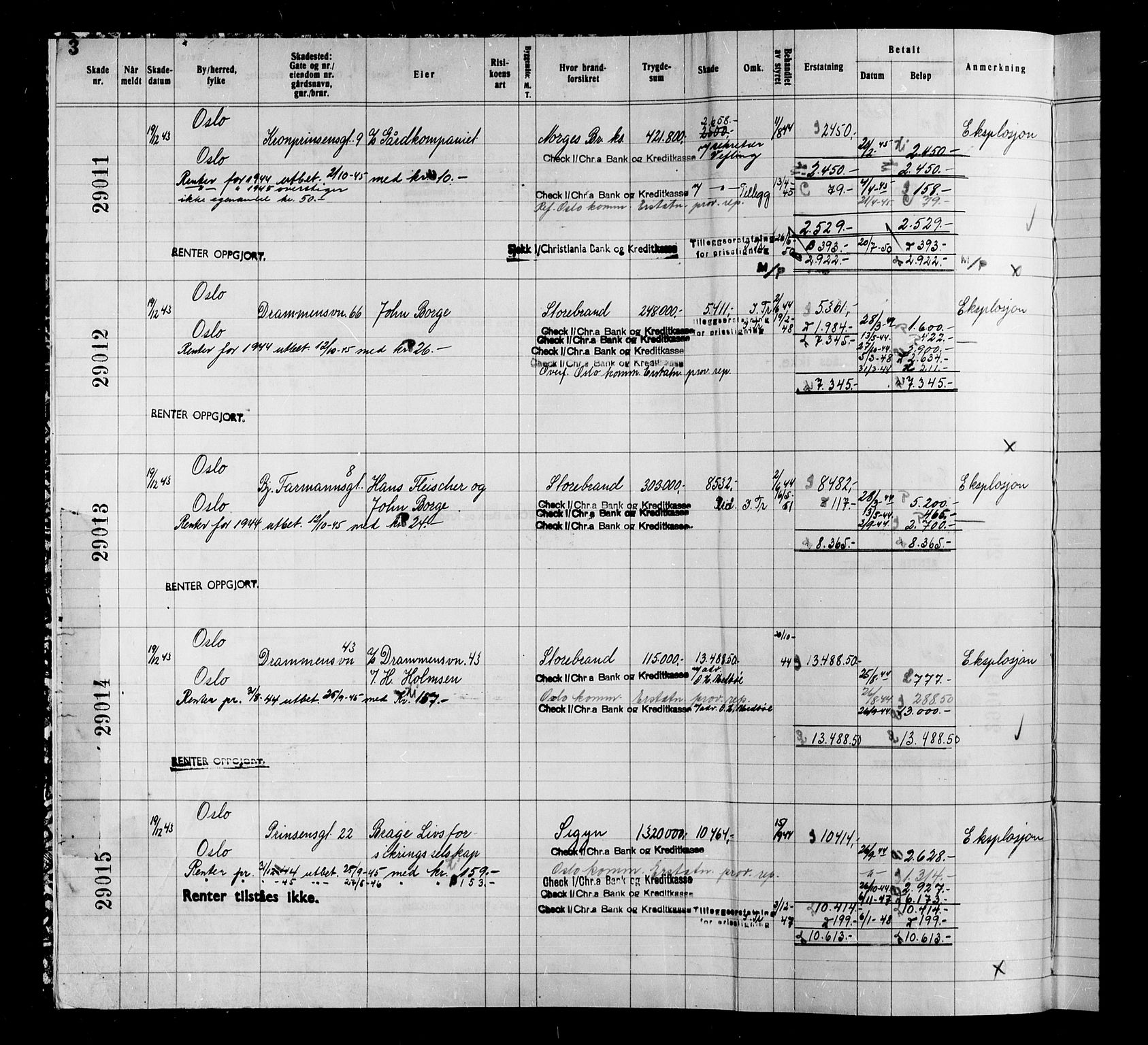 Krigsskadetrygdene for bygninger og løsøre, AV/RA-S-1548/V/L0034: Bygning, branntrygdet., 1940-1945