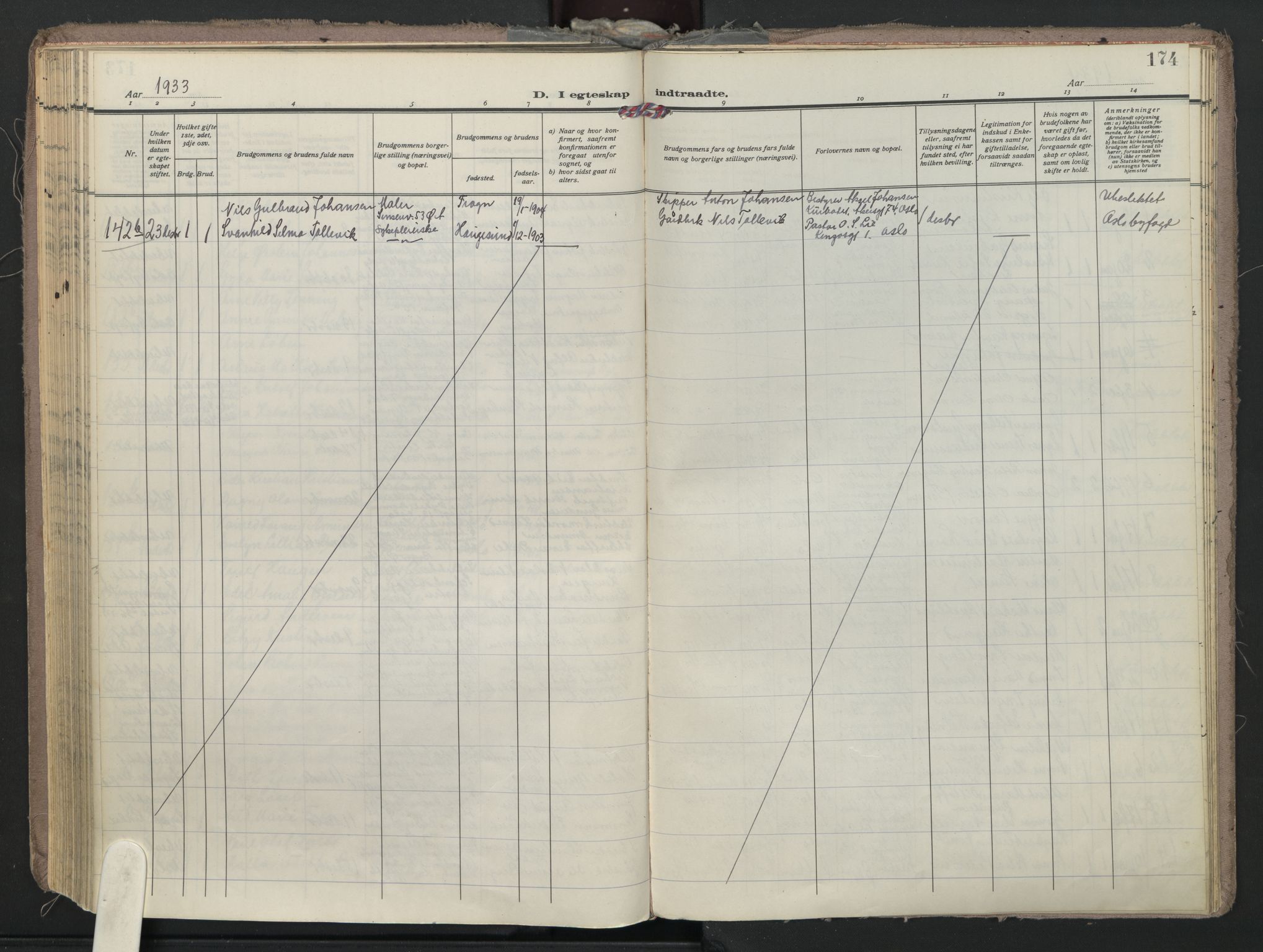 Østre Aker prestekontor Kirkebøker, AV/SAO-A-10840/F/Fa/L0014: Ministerialbok nr. I 14, 1926-1936, s. 174