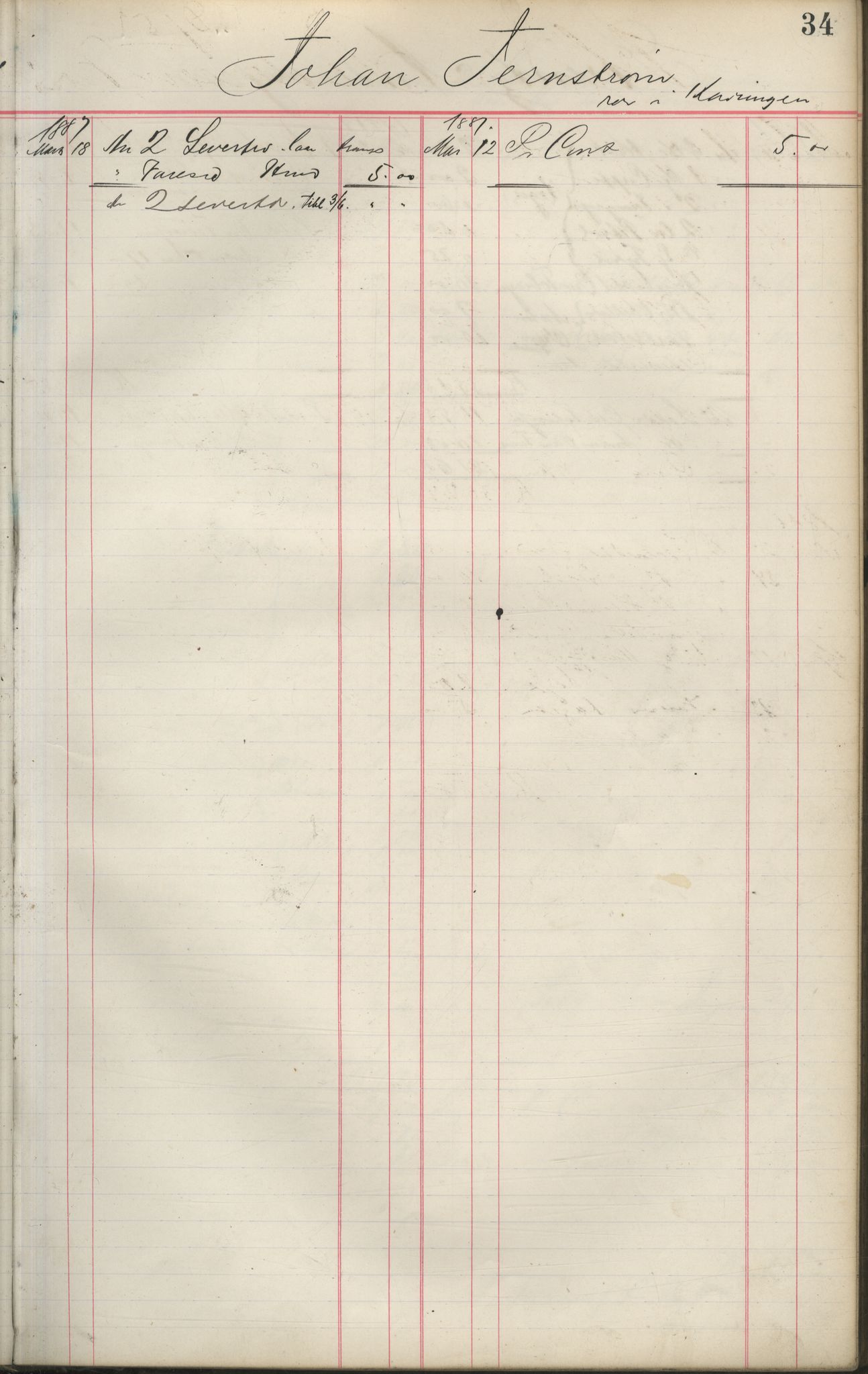 Brodtkorb handel A/S, VAMU/A-0001/F/Fa/L0001/0002: Kompanibøker. Innensogns / Compagnibog for Indensogns Fiskere No 11, 1887-1889, s. 34