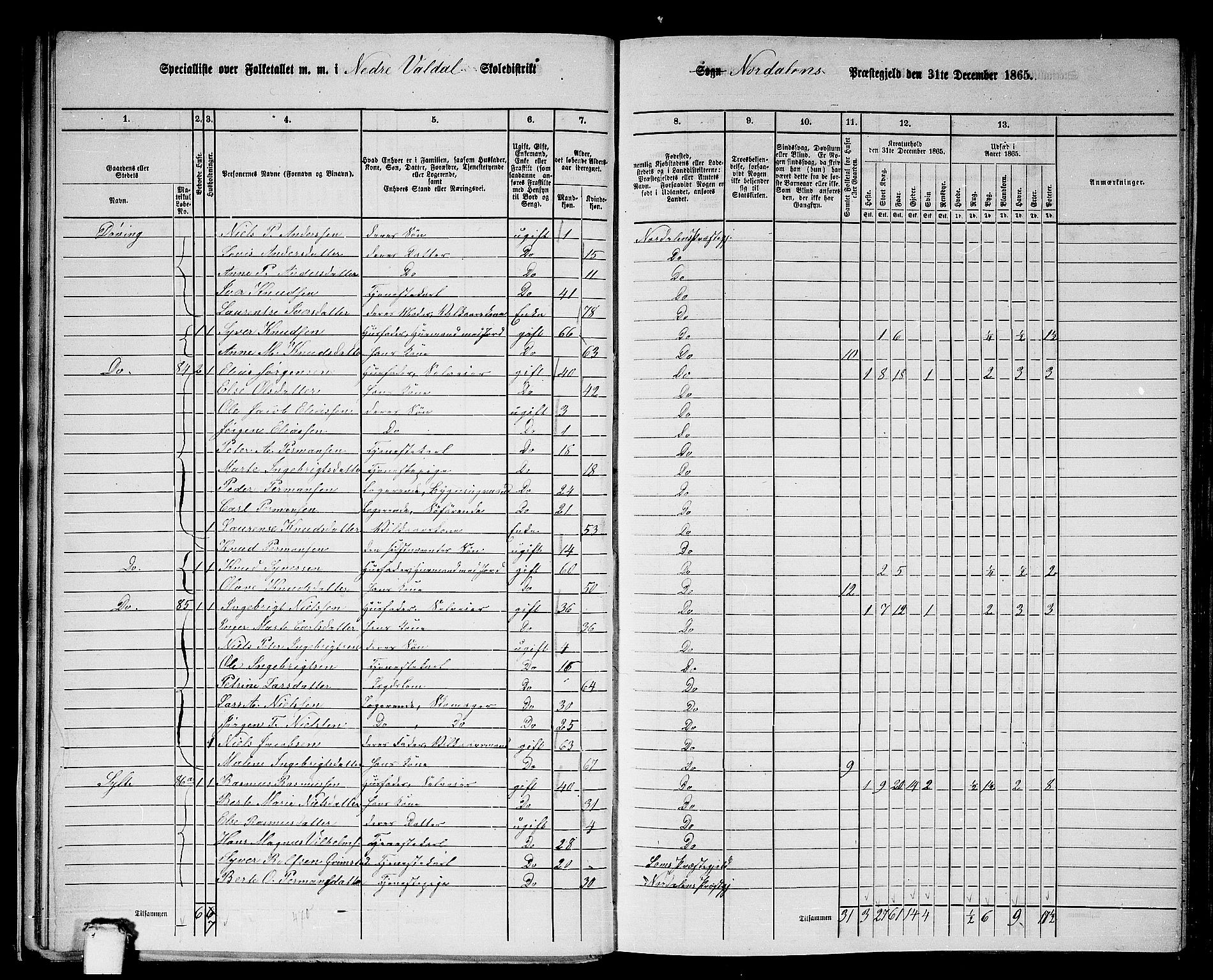 RA, Folketelling 1865 for 1524P Norddal prestegjeld, 1865, s. 25
