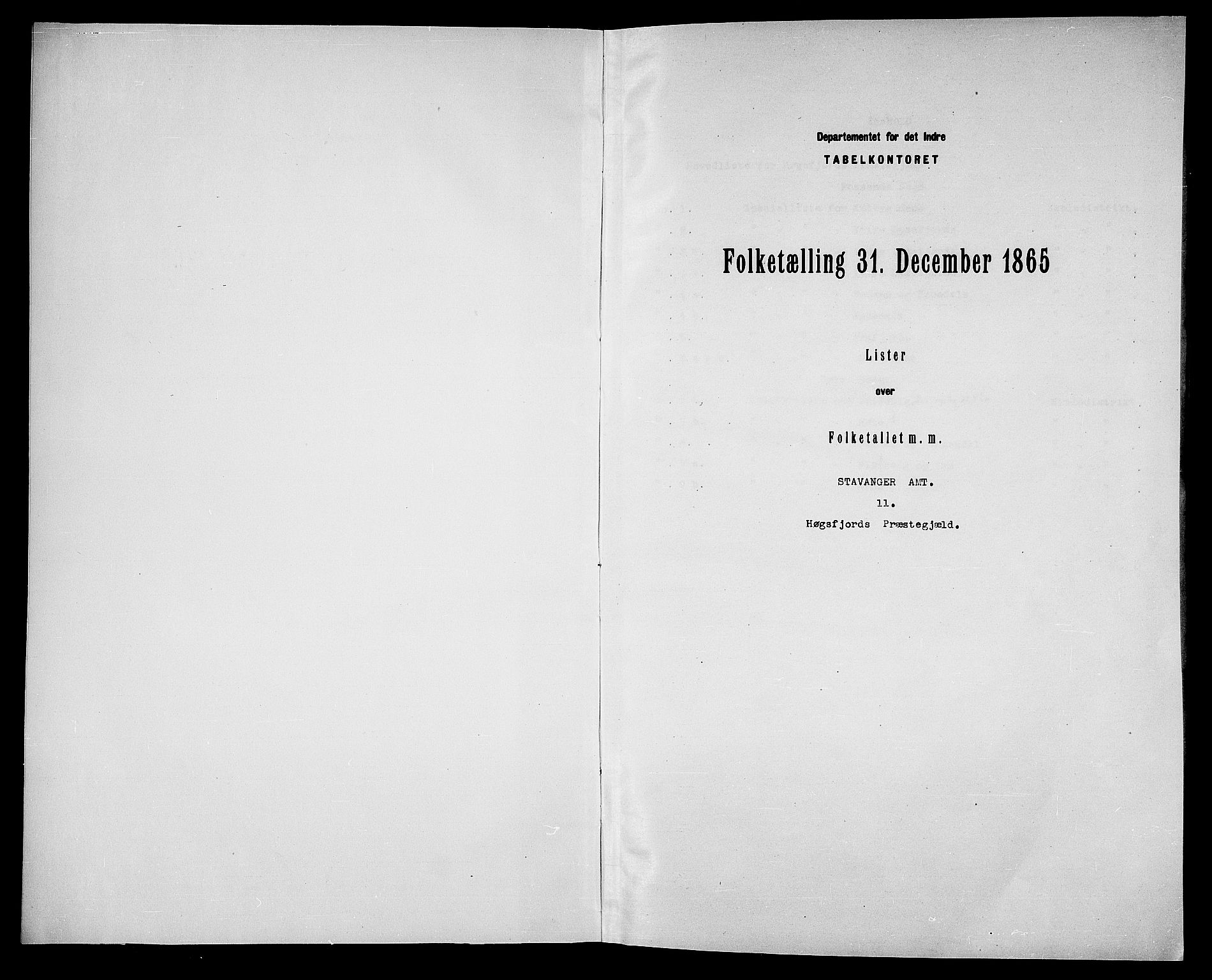 RA, Folketelling 1865 for 1128P Høgsfjord prestegjeld, 1865, s. 3