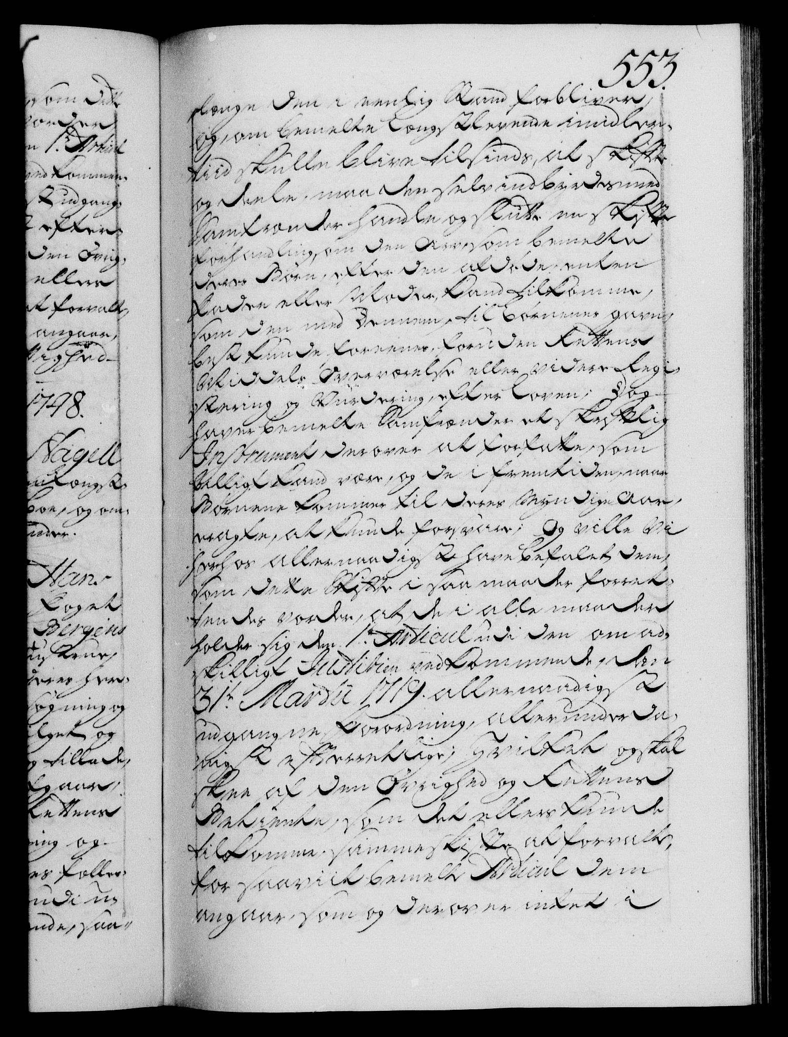 Danske Kanselli 1572-1799, AV/RA-EA-3023/F/Fc/Fca/Fcaa/L0035: Norske registre, 1746-1748, s. 553a