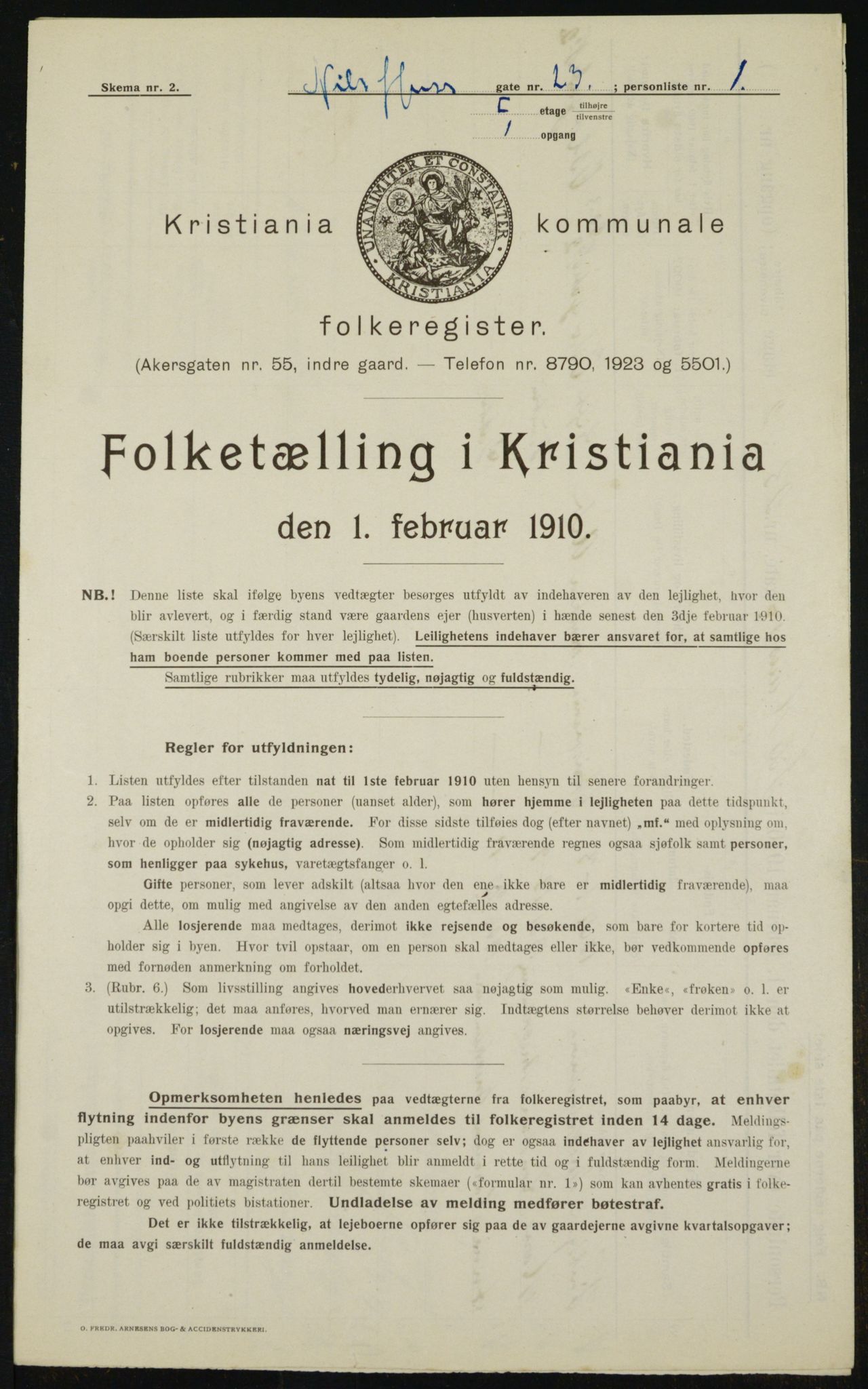 OBA, Kommunal folketelling 1.2.1910 for Kristiania, 1910, s. 68687