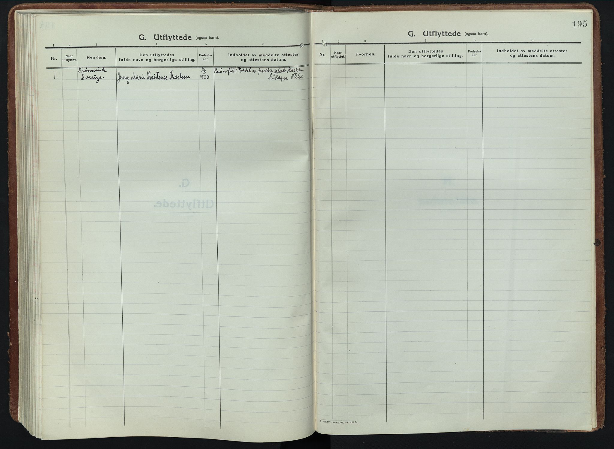 Alvdal prestekontor, SAH/PREST-060/H/Ha/Haa/L0005: Ministerialbok nr. 5, 1913-1930, s. 195