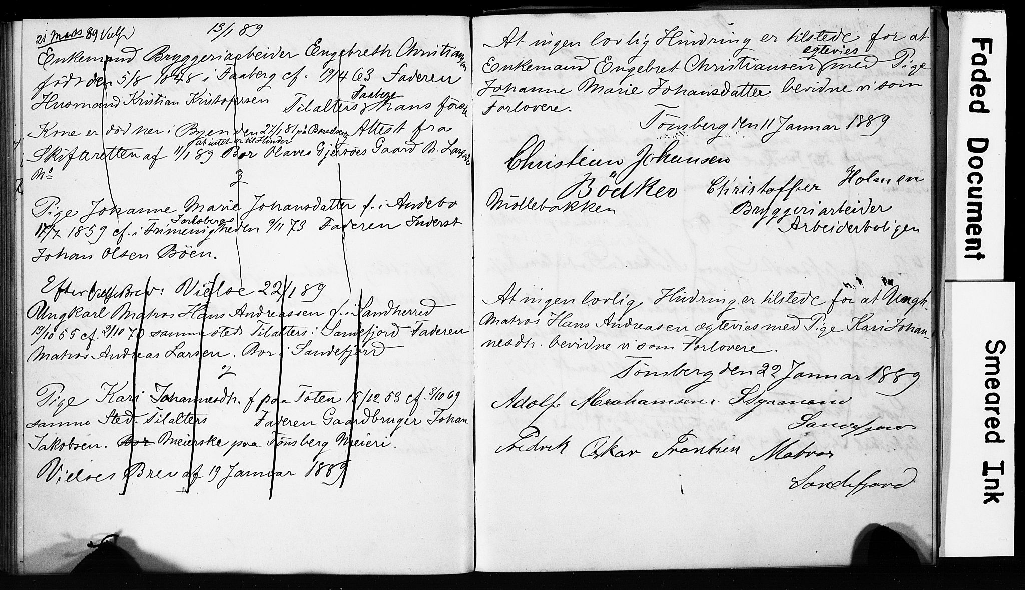 Tønsberg kirkebøker, SAKO/A-330/H/Ha/L0004: Lysningsprotokoll nr. 4, 1882-1890