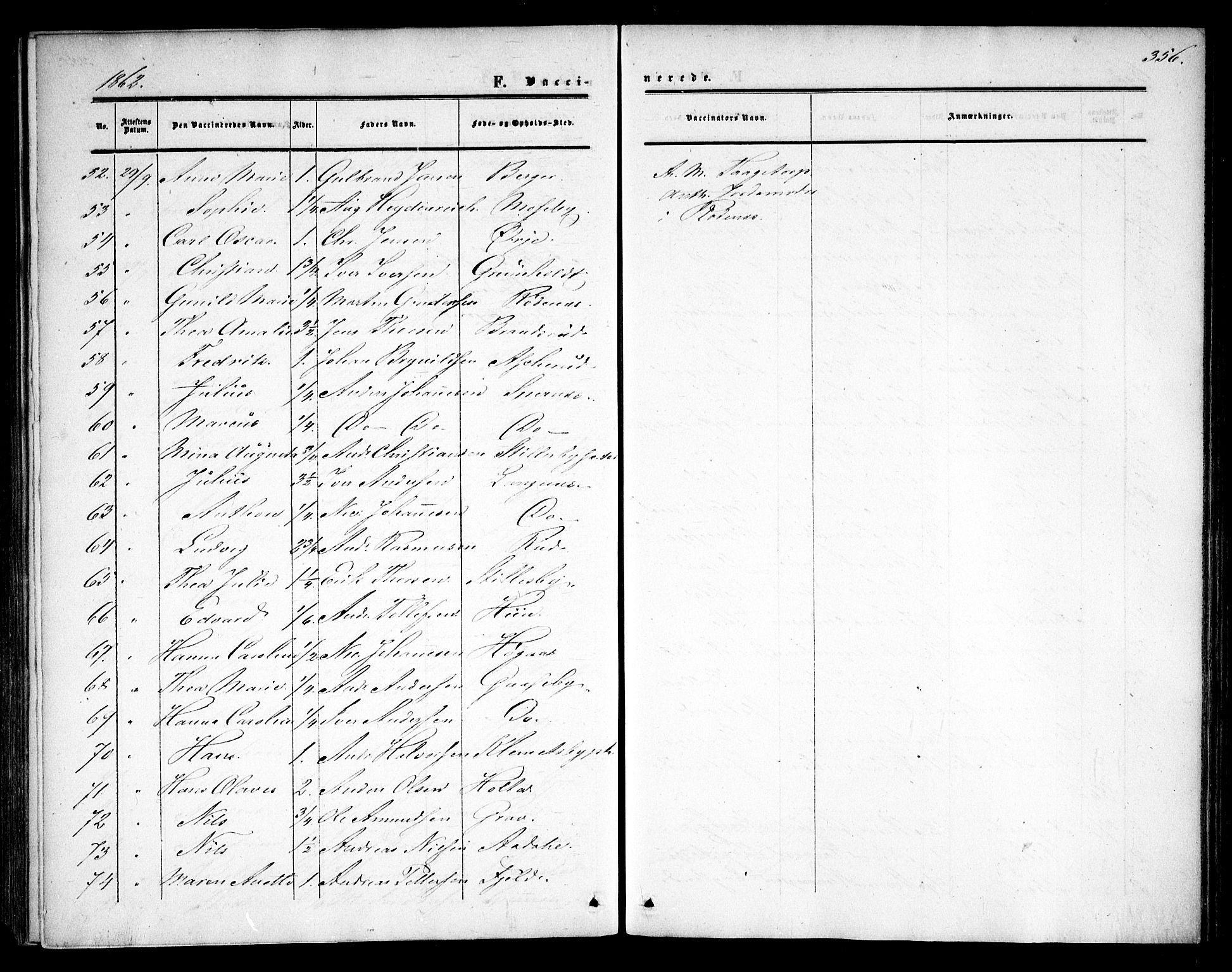 Rødenes prestekontor Kirkebøker, AV/SAO-A-2005/F/Fa/L0007: Ministerialbok nr. I 7, 1860-1869, s. 356
