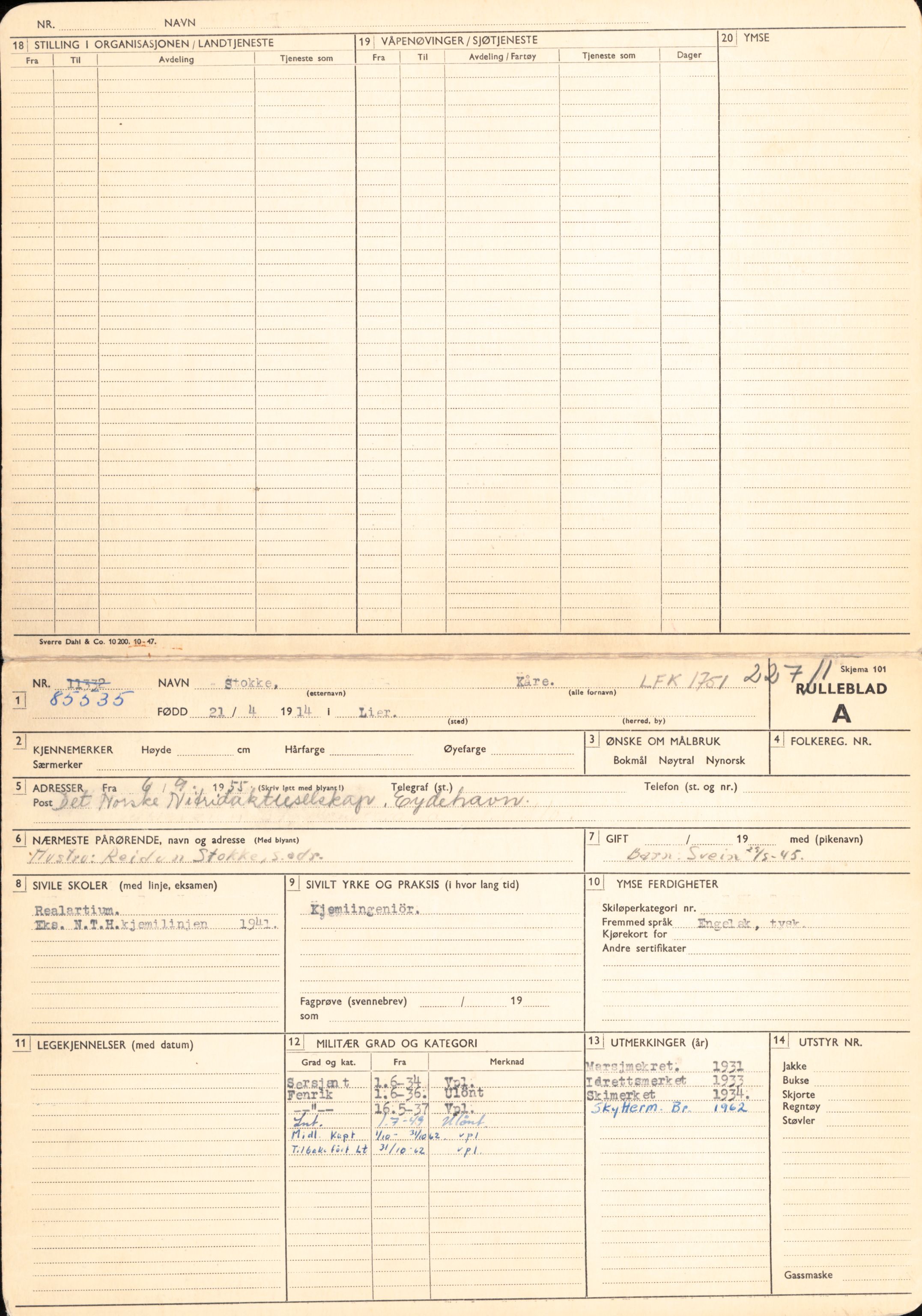 Forsvaret, Forsvarets overkommando/Luftforsvarsstaben, RA/RAFA-4079/P/Pa/L0038: Personellpapirer, 1914, s. 199