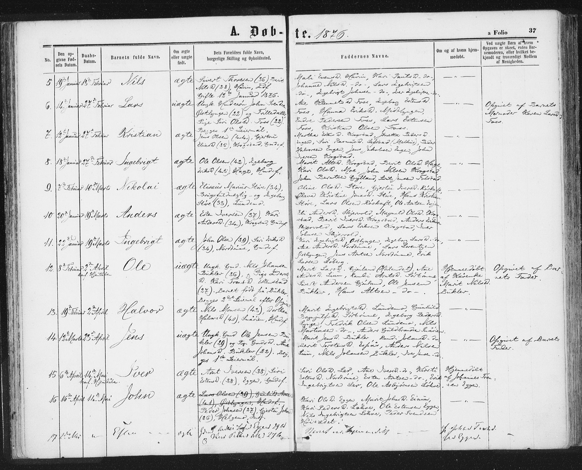 Ministerialprotokoller, klokkerbøker og fødselsregistre - Sør-Trøndelag, SAT/A-1456/692/L1104: Ministerialbok nr. 692A04, 1862-1878, s. 37