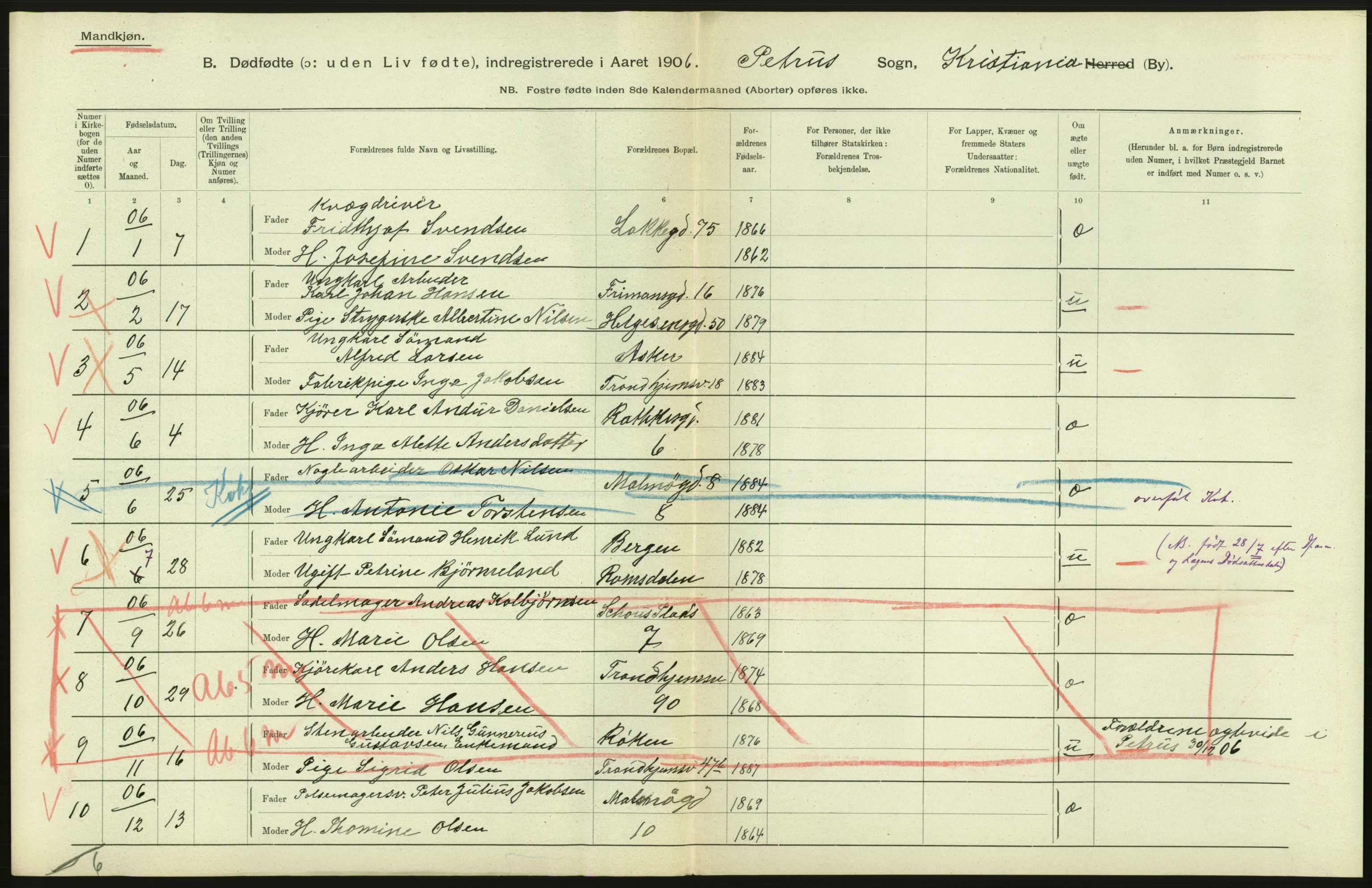 Statistisk sentralbyrå, Sosiodemografiske emner, Befolkning, RA/S-2228/D/Df/Dfa/Dfad/L0010: Kristiania: Døde, dødfødte, 1906, s. 554