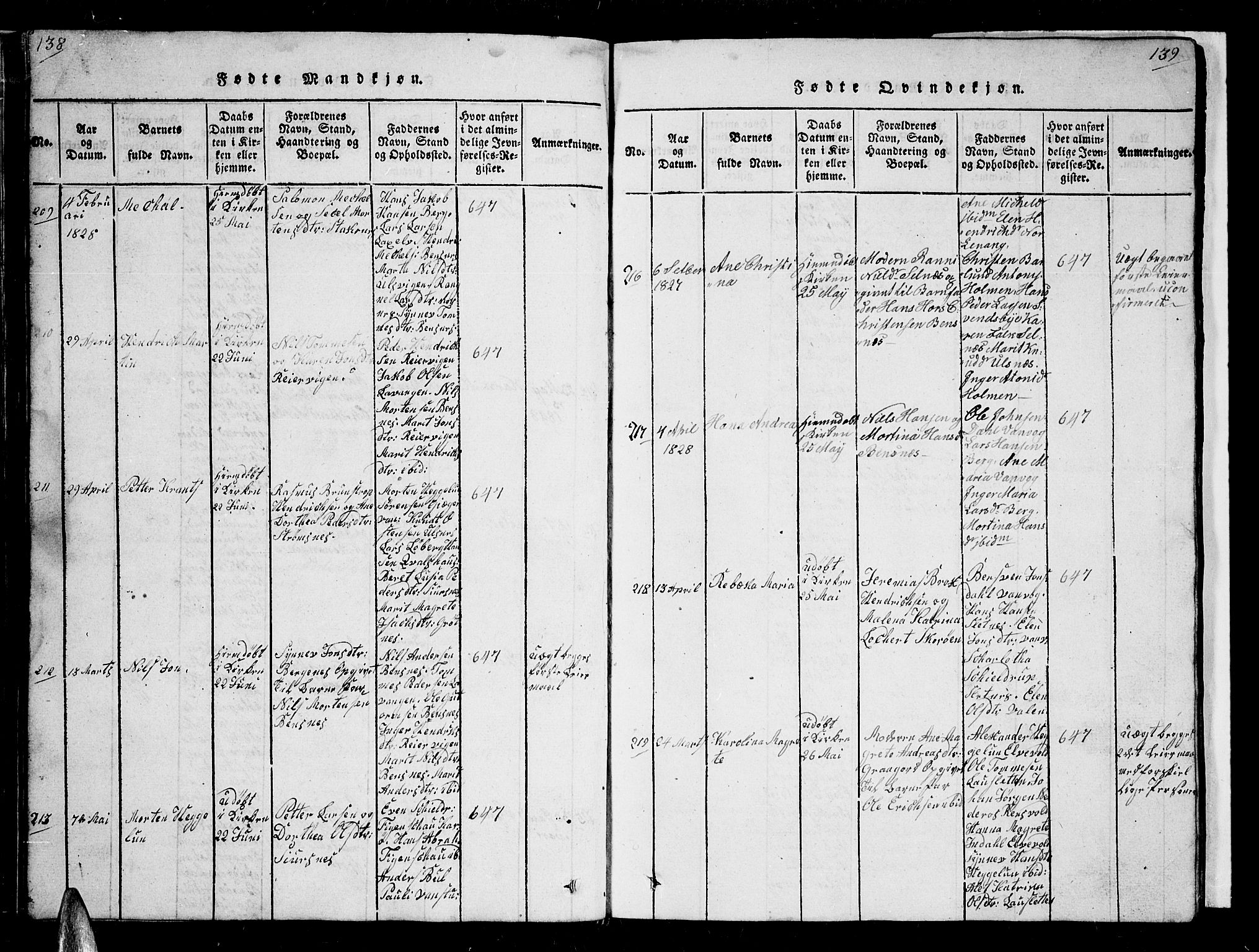 Karlsøy sokneprestembete, AV/SATØ-S-1299/H/Ha/Hab/L0001klokker: Klokkerbok nr. 1, 1821-1840, s. 138-139