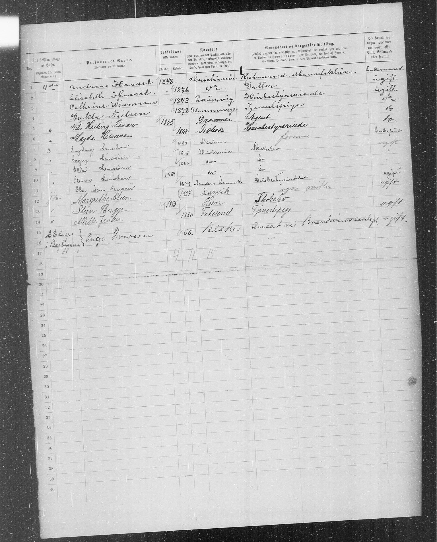 OBA, Kommunal folketelling 31.12.1899 for Kristiania kjøpstad, 1899, s. 346