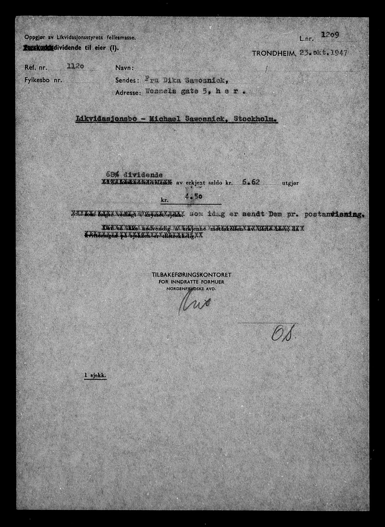 Justisdepartementet, Tilbakeføringskontoret for inndratte formuer, AV/RA-S-1564/H/Hc/Hca/L0908: --, 1945-1947, s. 15