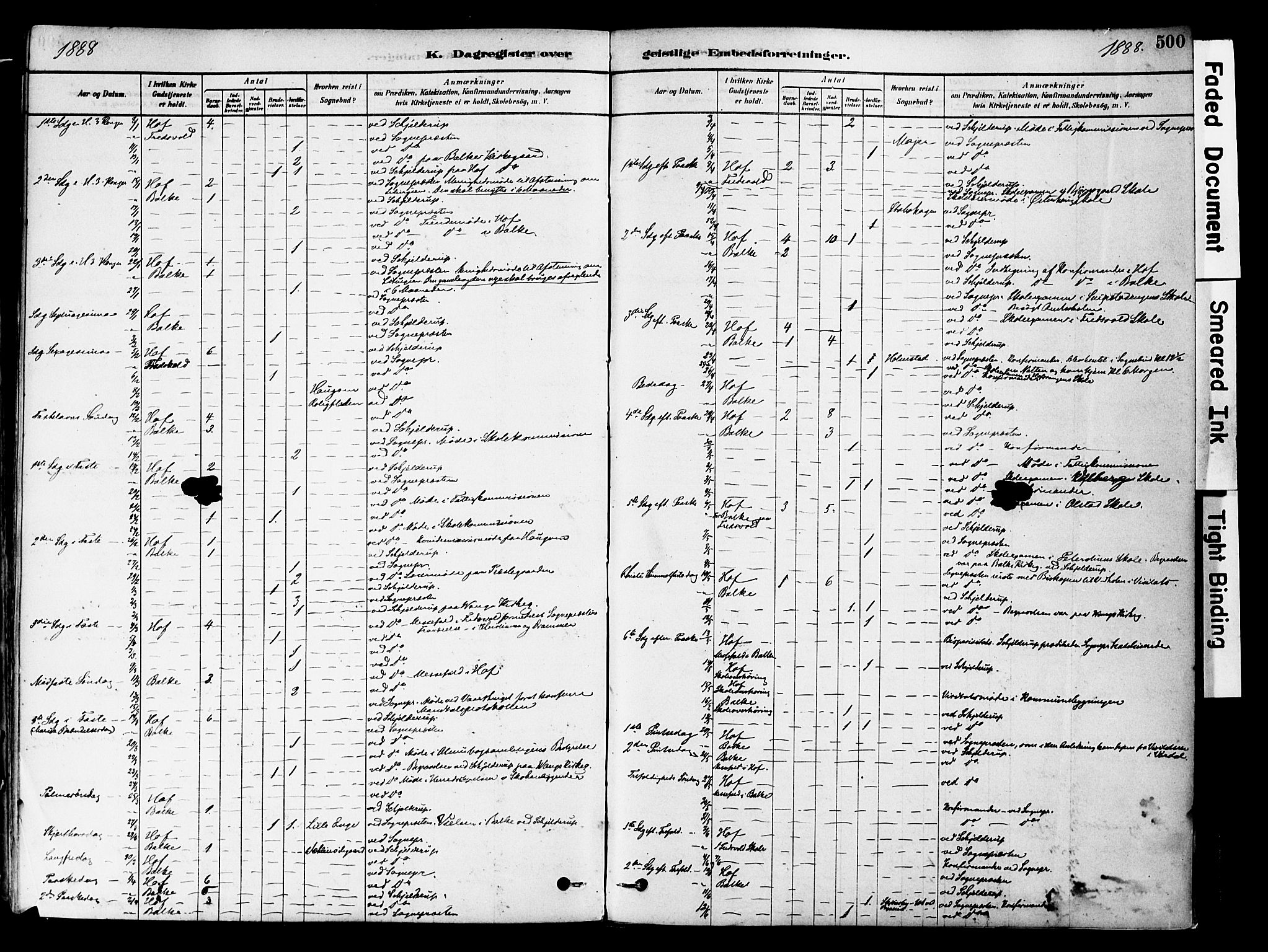 Østre Toten prestekontor, AV/SAH-PREST-104/H/Ha/Haa/L0006: Ministerialbok nr. 6 /1, 1878-1896, s. 500